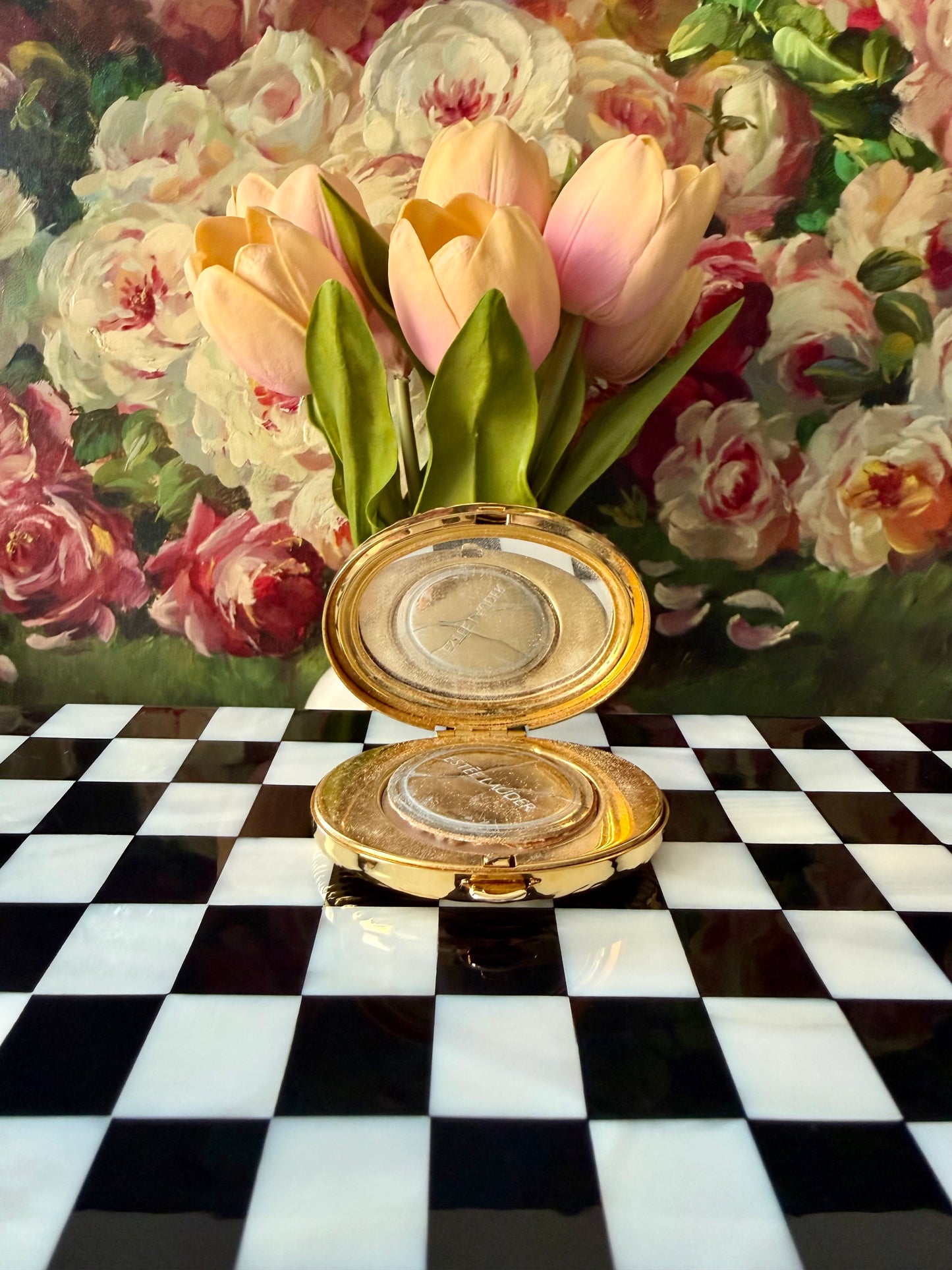Estée Lauder Limited Edition Oval Waves Of Gold Lucidity Vintage Powder Compact