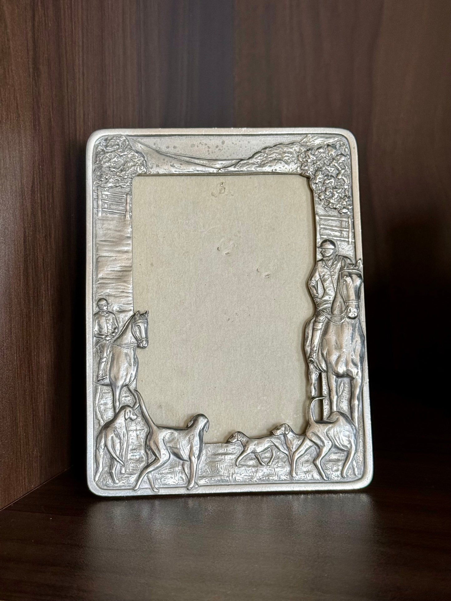 1988 Silver Plated Vintage Seagull Pewter Equestrian Picture Frame (model PF160) - Made in Canada