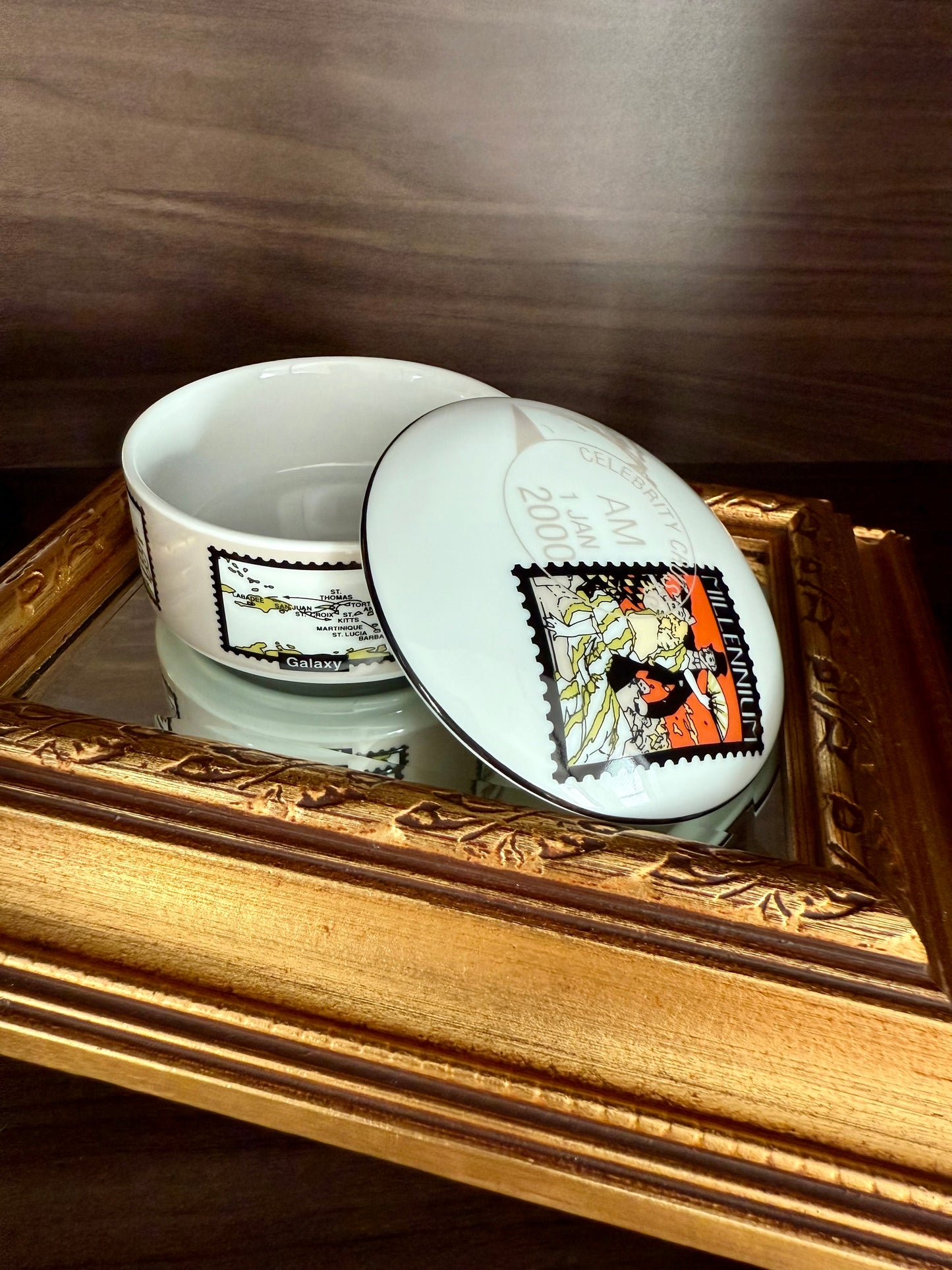 Tiffany & Co. Porcelain Jewelry or Trinket Box, Commissioned by Celebrity Cruises to Commemorate the New Millennium, Made in Japan