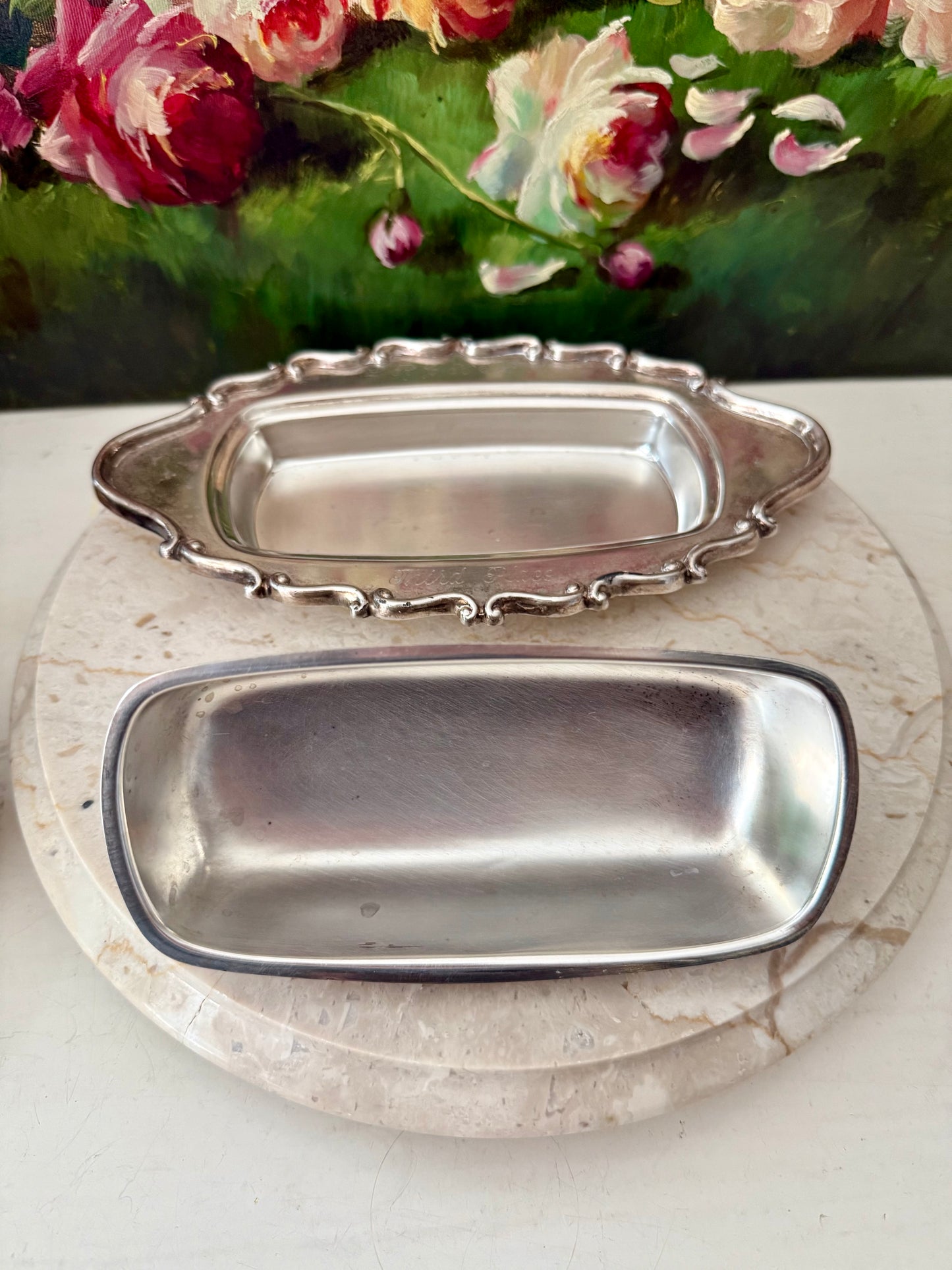 F.B. Rogers Silver Co., Vintage Silver Plate Lidded Butter Dish from the 1960s - Made in USA