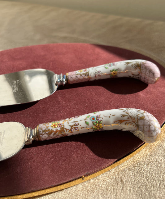 Sheffield England 2-Piece Porcelain Handle Cake Serving Set