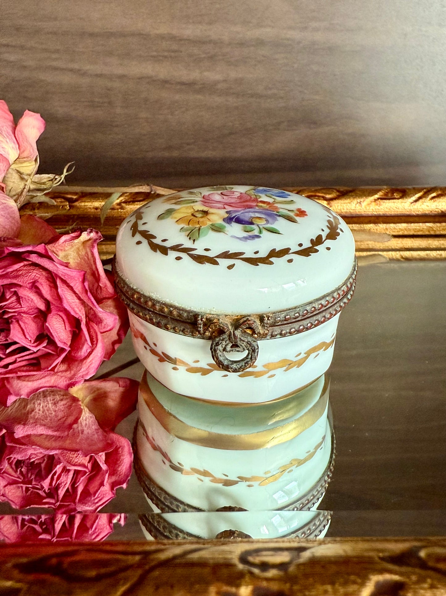 Antique Handmade and Hand-Painted Paris 1854 Porcelain Jewelry Box or Ring Holder - Made in France