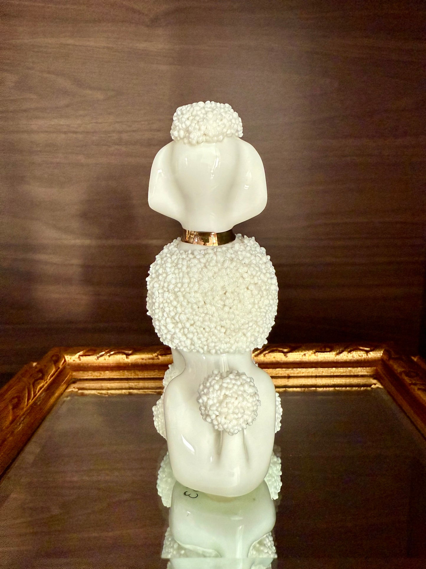 Vintage White Porcelain Spaghetti or Sugar Poodle Figurine Dog, Numbered - Made in Japan