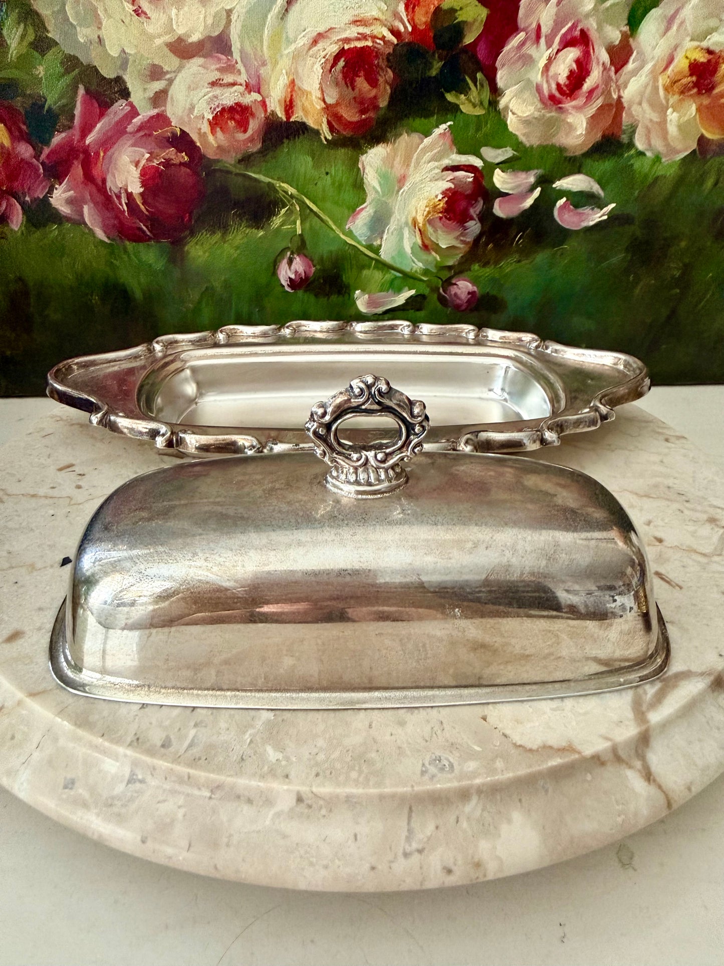 F.B. Rogers Silver Co., Vintage Silver Plate Lidded Butter Dish from the 1960s - Made in USA