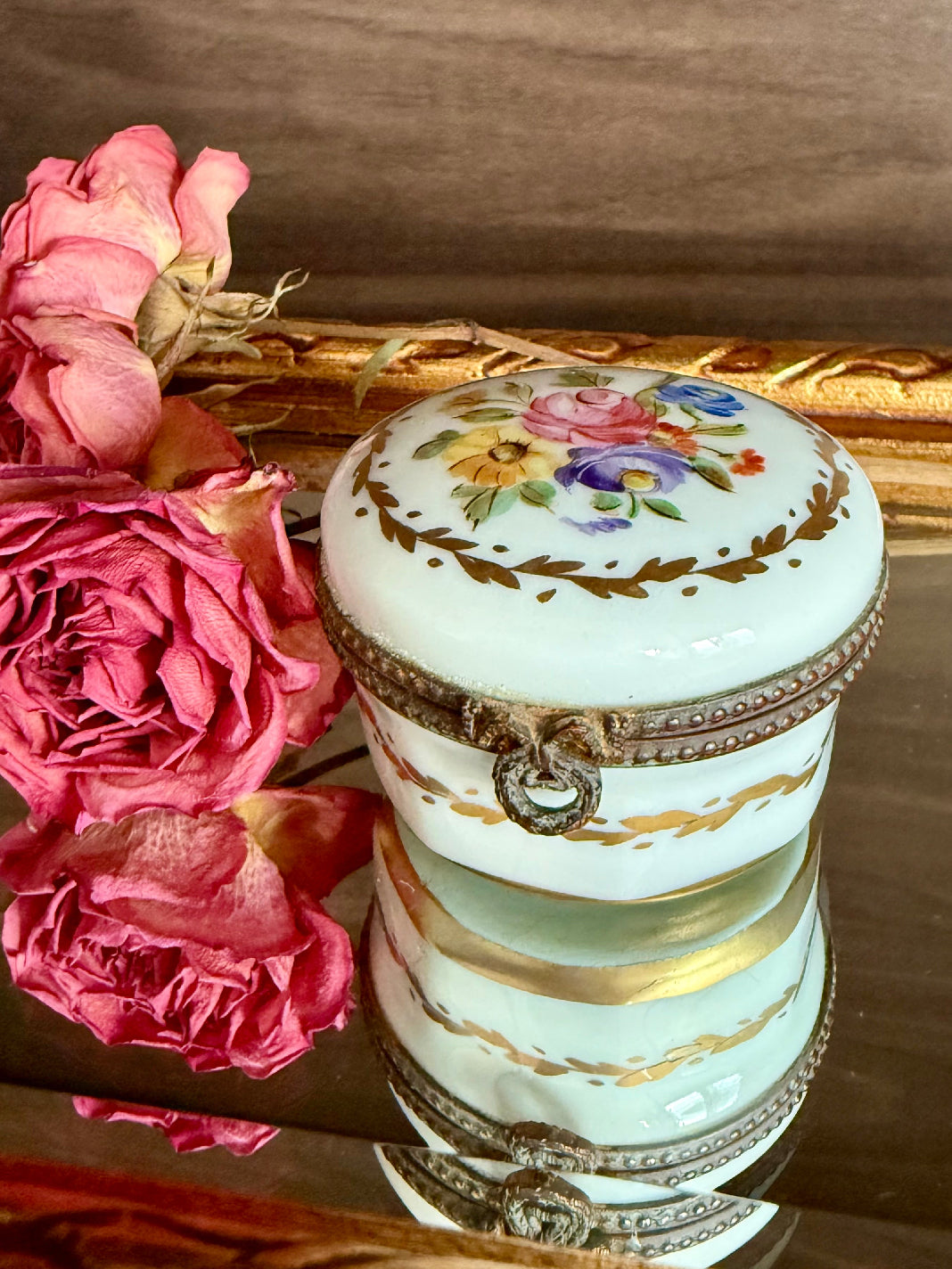 Antique Handmade and Hand-Painted Paris 1854 Porcelain Jewelry Box or Ring Holder - Made in France