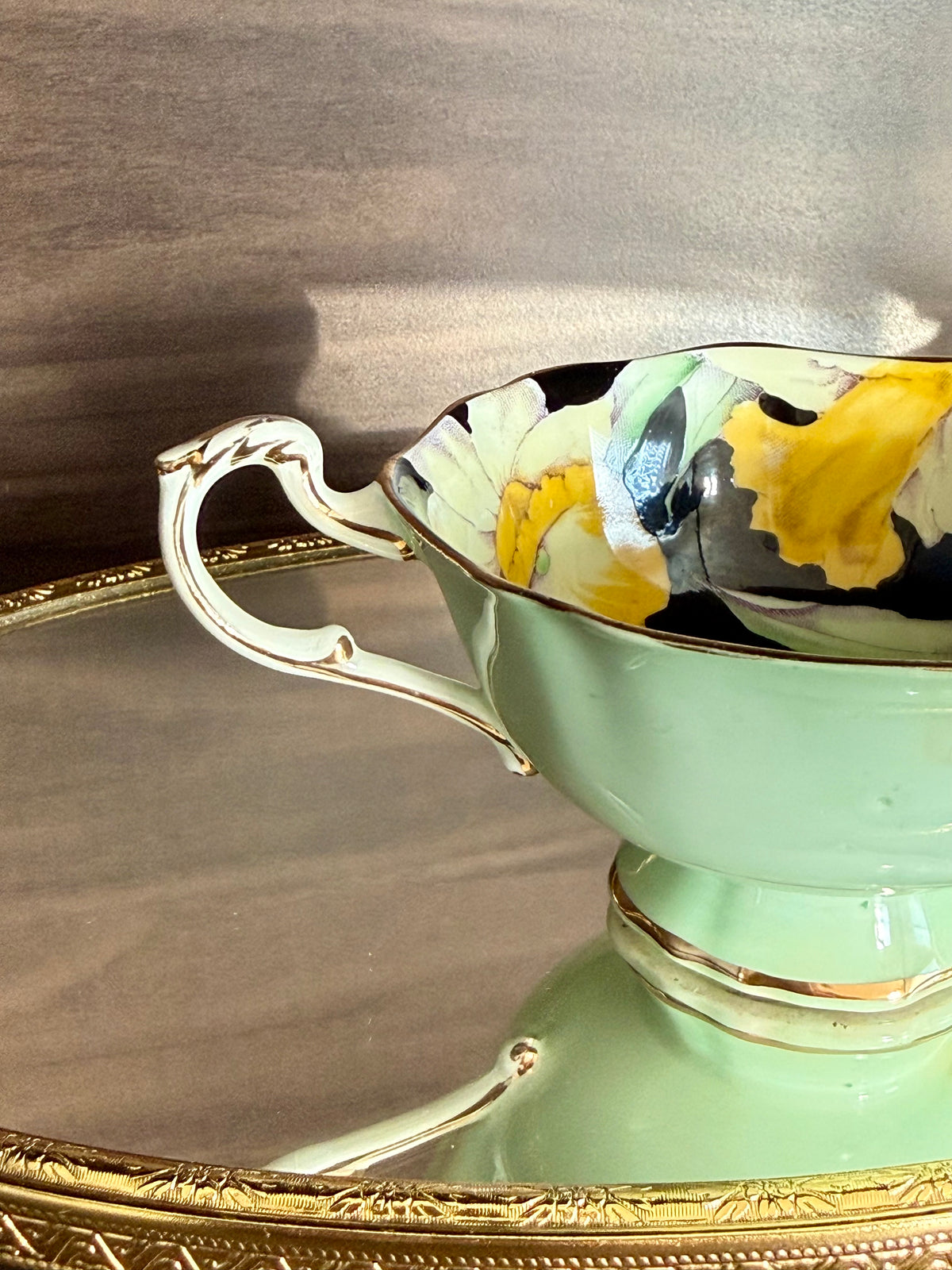 Antique 1940s Paragon Daffodil (Narcissus) Hand-Painted Porcelain Teacup and Saucer - Made in England