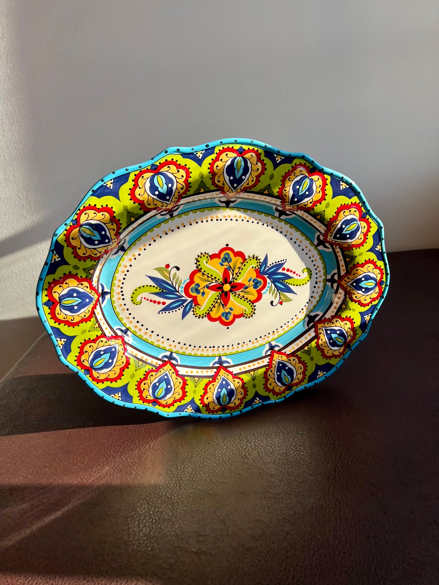 Bocca Espania Colorful Floral Decor, Large Oval Ceramic Serving Platter