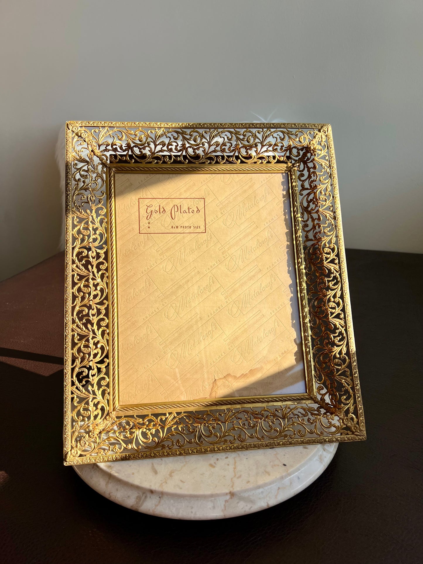 Gold Plated Antiqued Ornate Filigree Photo/ Picture Frame with Glass Front by Metalcraft, 8 X 10 Photo Size