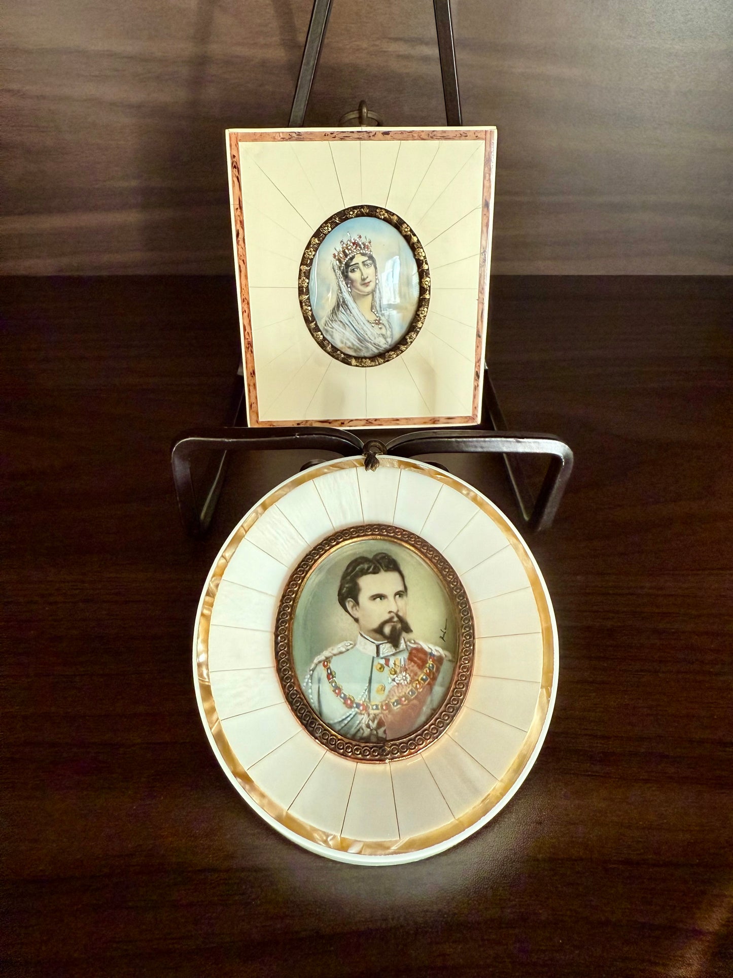 Antique early 20th-Century Miniature Hand-Painted Portrait of Empress Joséphine de Beauharnais, the first wife of Napoleon Bonaparte