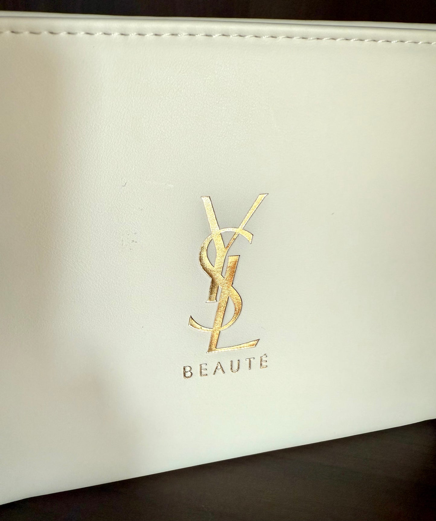 Yves Saint Laurent YSL White Makeup Bag with LIBRE Perfumed Body Balm, New - Never Used