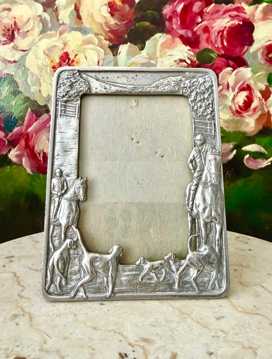 1988 Silver Plated Vintage Seagull Pewter Equestrian Picture Frame (model PF160) - Made in Canada