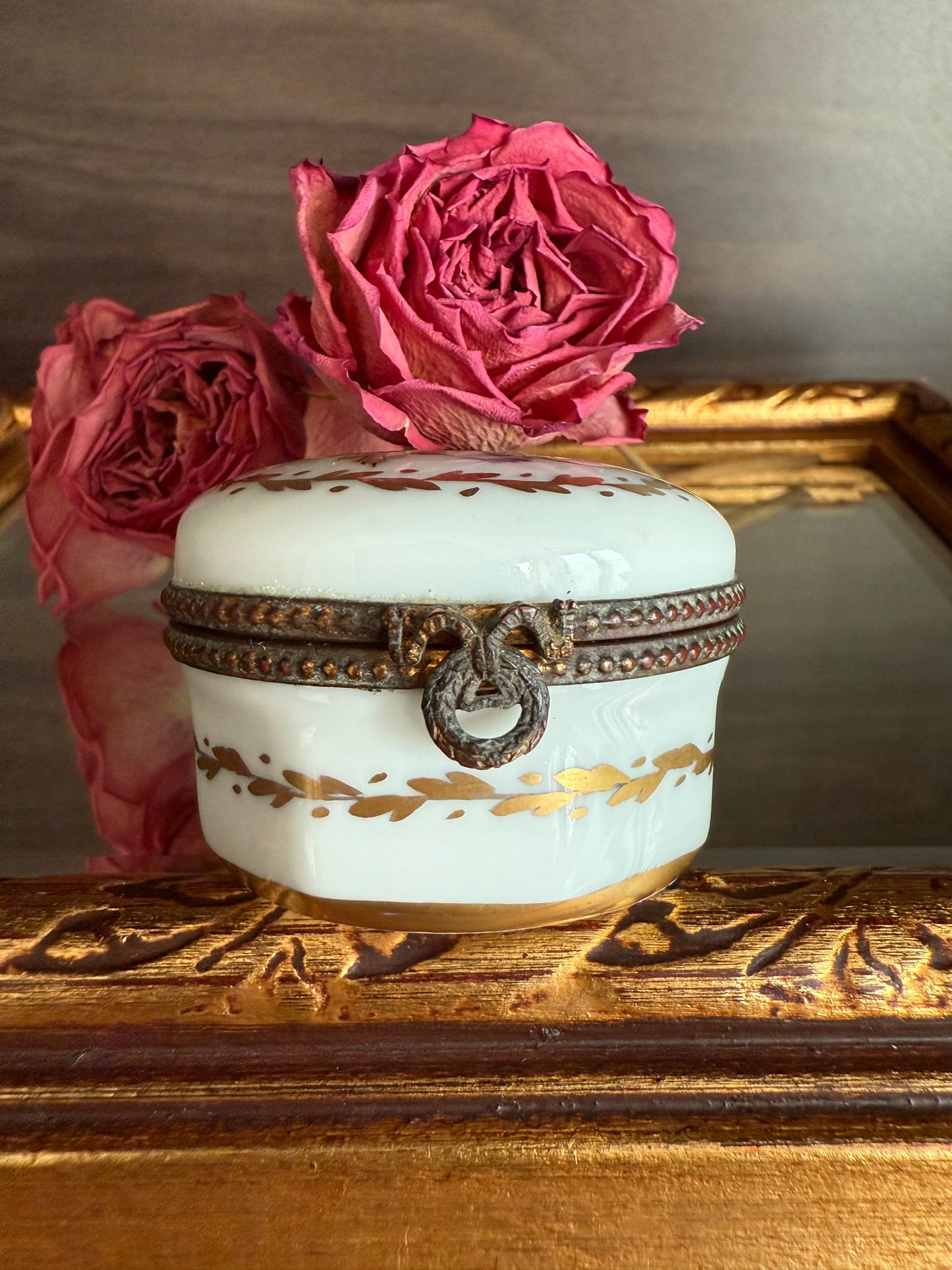 Antique Handmade and Hand-Painted Paris 1854 Porcelain Jewelry Box or Ring Holder - Made in France