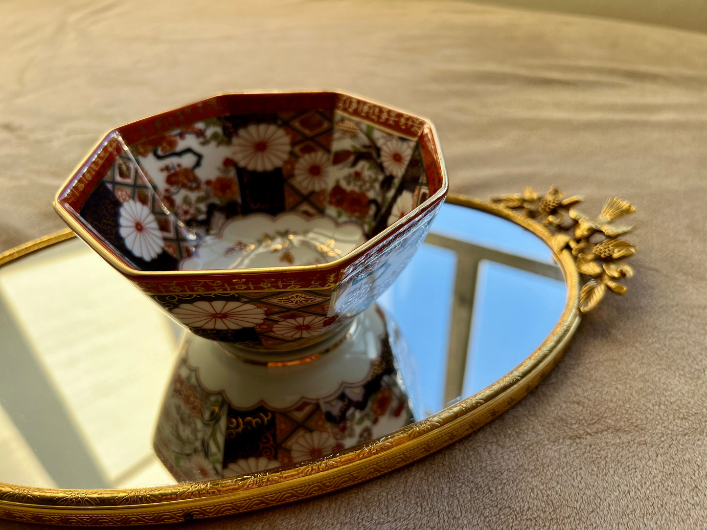 Octagon Saji Floral Japan Vintage Bowl