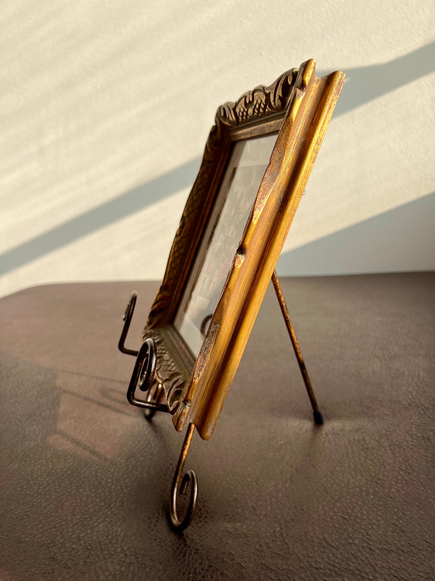 Watercolor Original Art Signed Vintage Painting with Gilded Wooden Frame