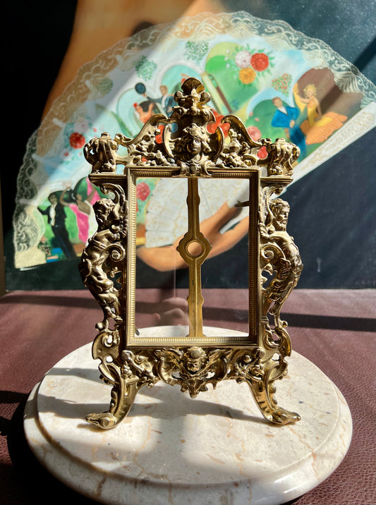 Antique French Brass Victorian Style Ornate Tabletop Photo Frame/ Picture Frame
