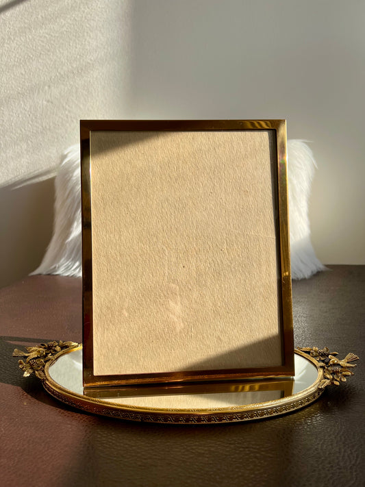 Beautiful Gold Tone Metal Vintage 8 X 10 Elegant Photo/ Picture Frame and Plush Cover on the Back, from Beverly Hills Estate Sale