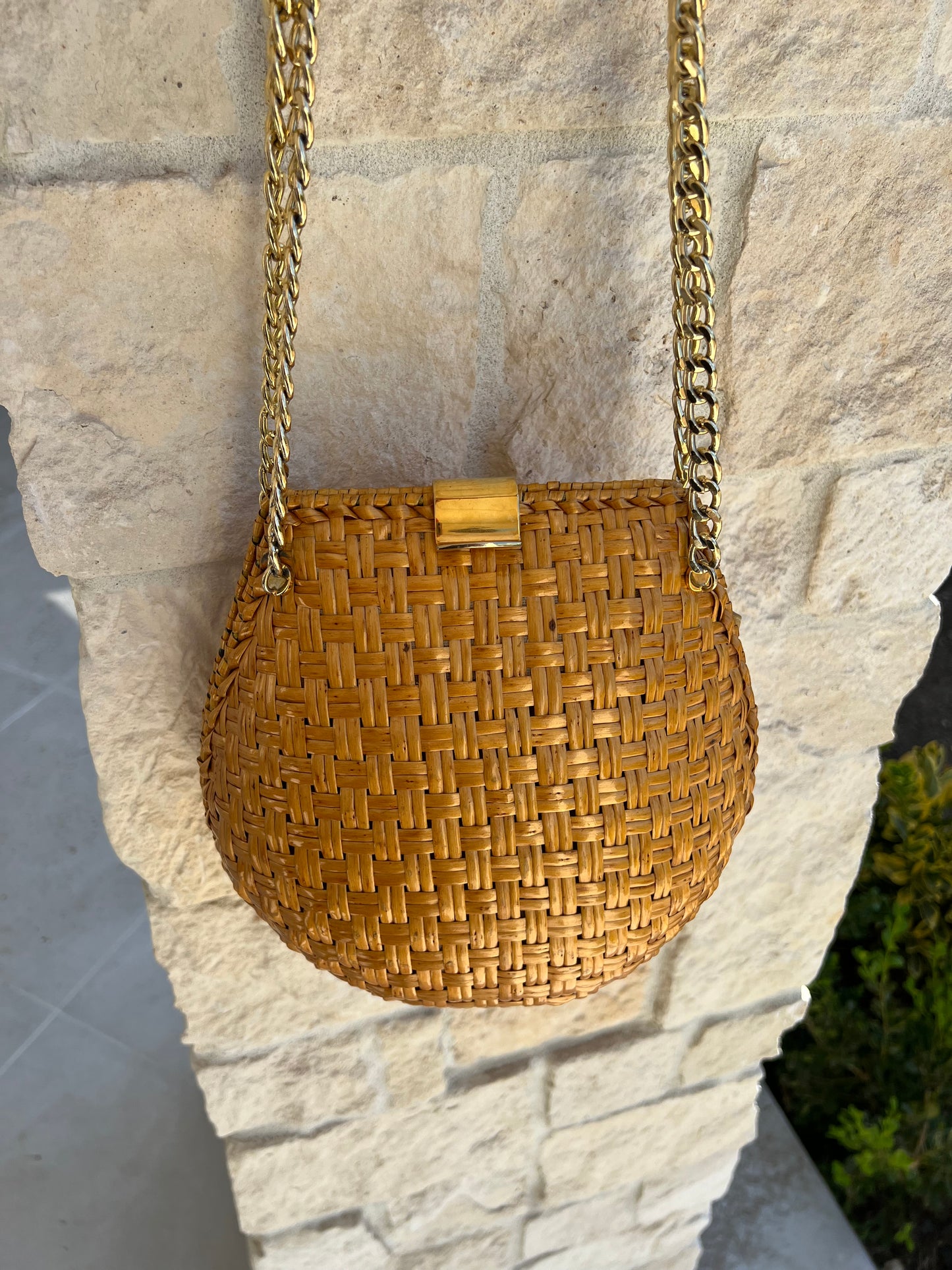 RODO Made in Italy Vintage Glazed Wicker Mustard Yellow Purse and Clutch