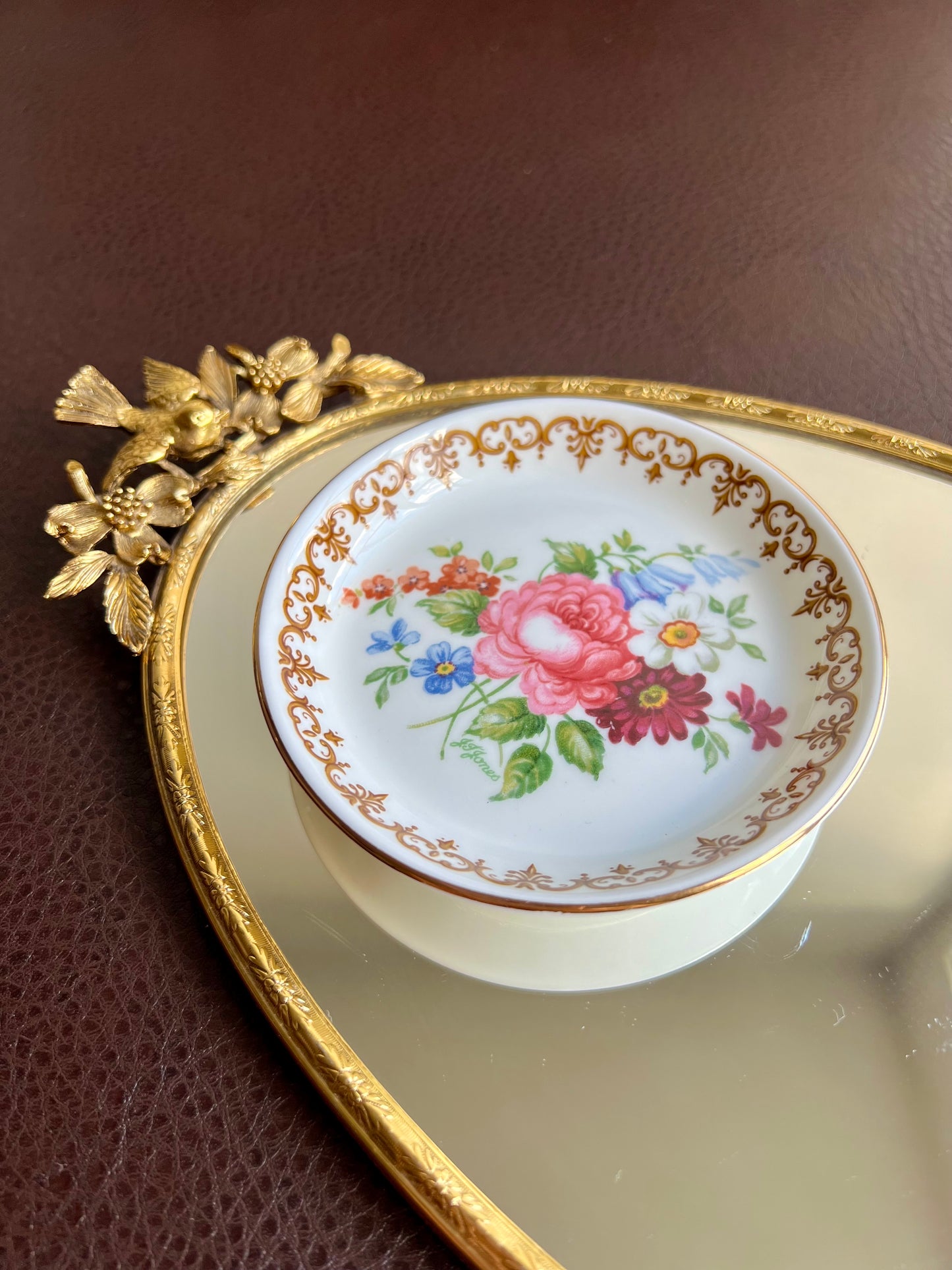 Crown Staffordshire floral design small ceramics pin tray