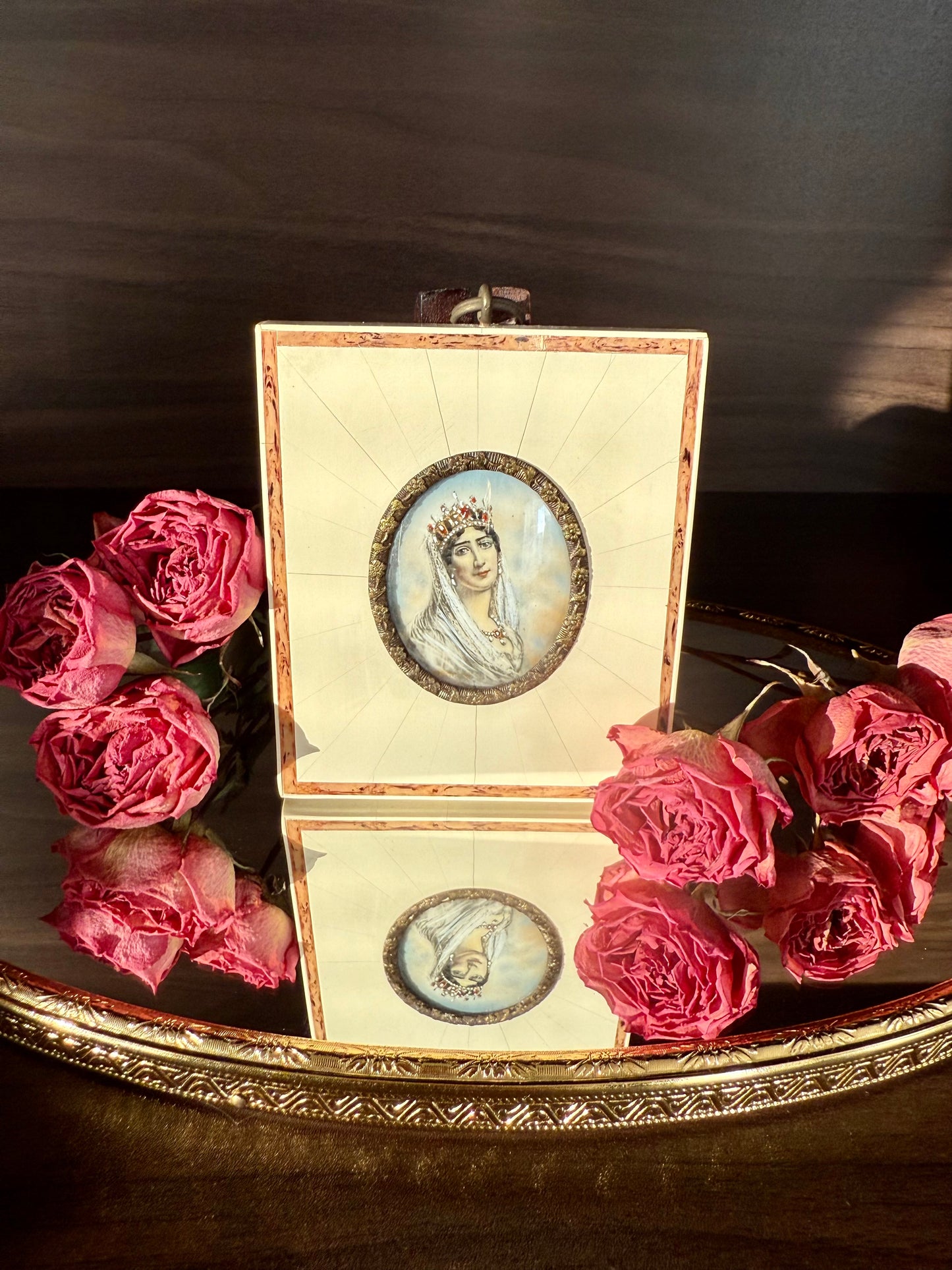Antique early 20th-Century Miniature Hand-Painted Portrait of Empress Joséphine de Beauharnais, the first wife of Napoleon Bonaparte