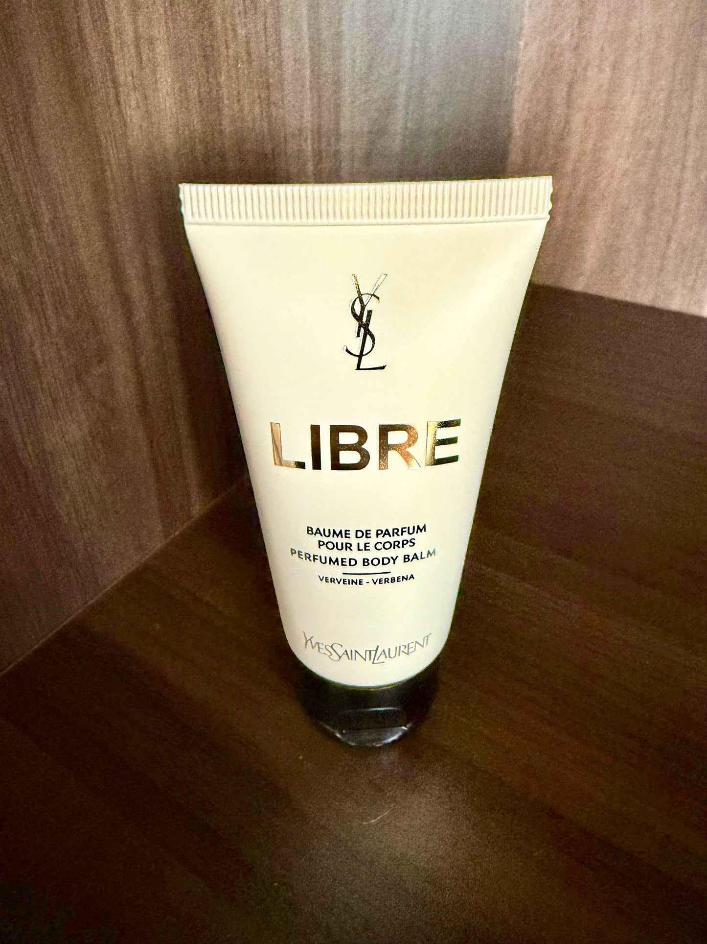 Yves Saint Laurent YSL White Makeup Bag with LIBRE Perfumed Body Balm, New - Never Used