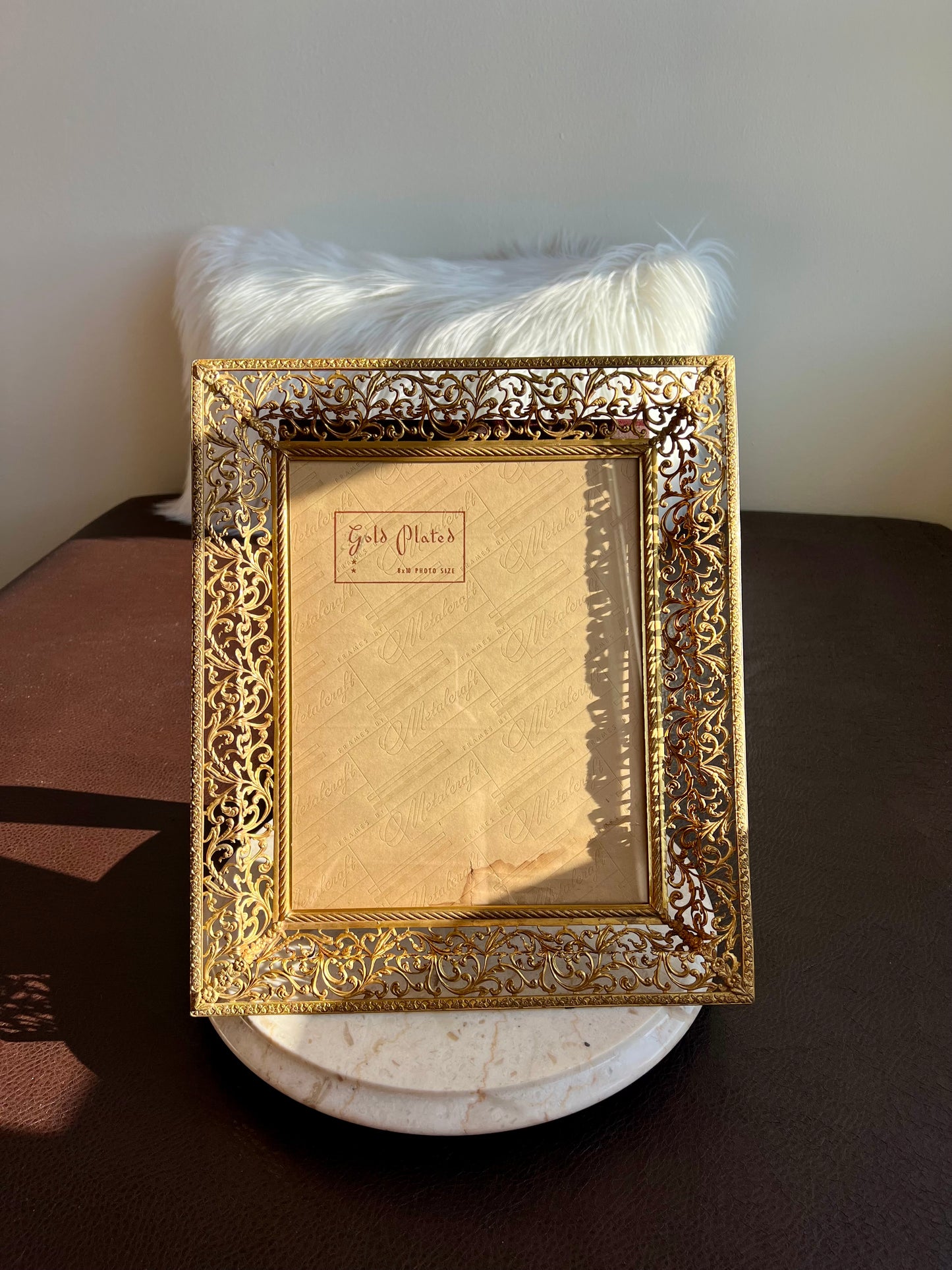 Gold Plated Antiqued Ornate Filigree Photo/ Picture Frame with Glass Front by Metalcraft, 8 X 10 Photo Size