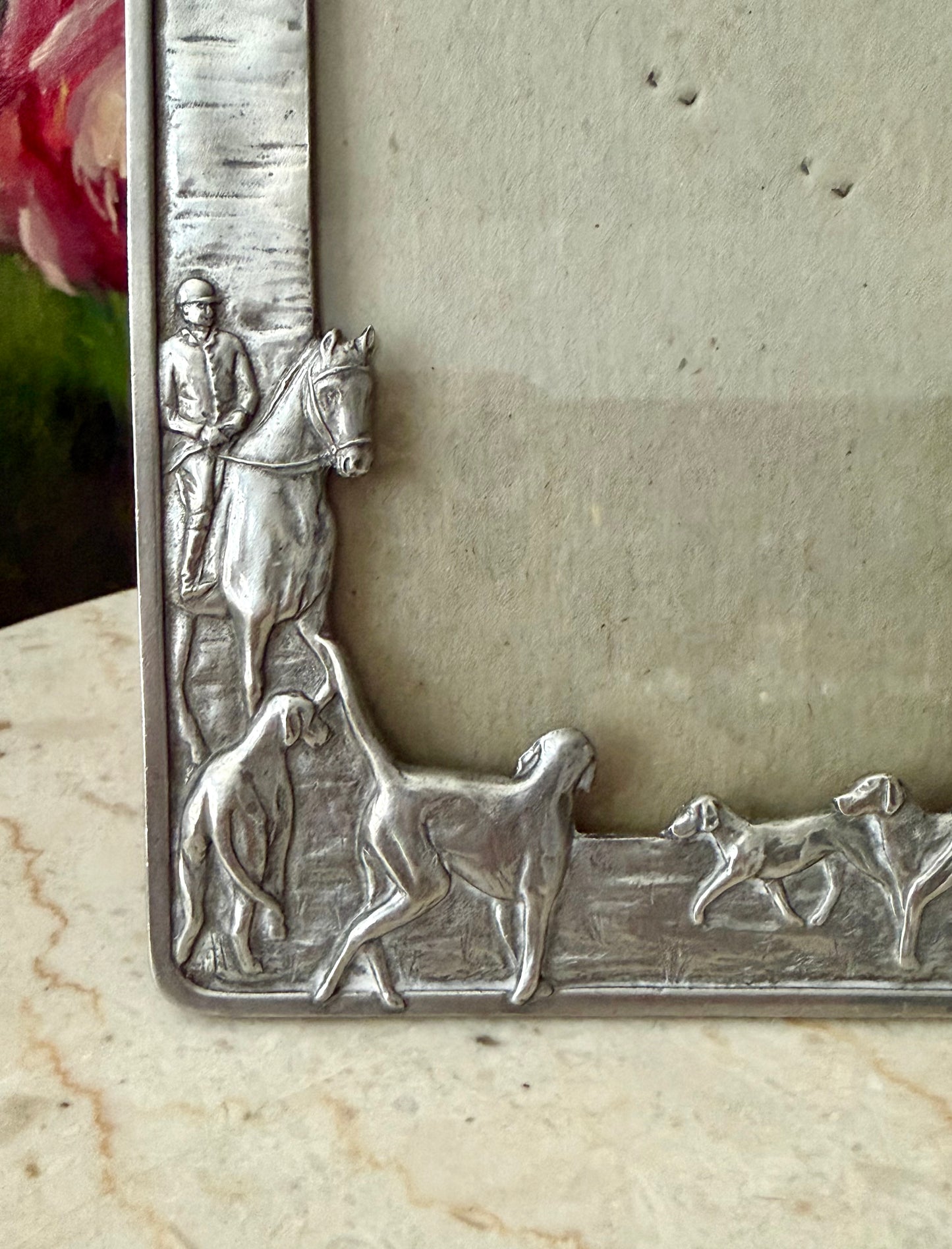 1988 Silver Plated Vintage Seagull Pewter Equestrian Picture Frame (model PF160) - Made in Canada