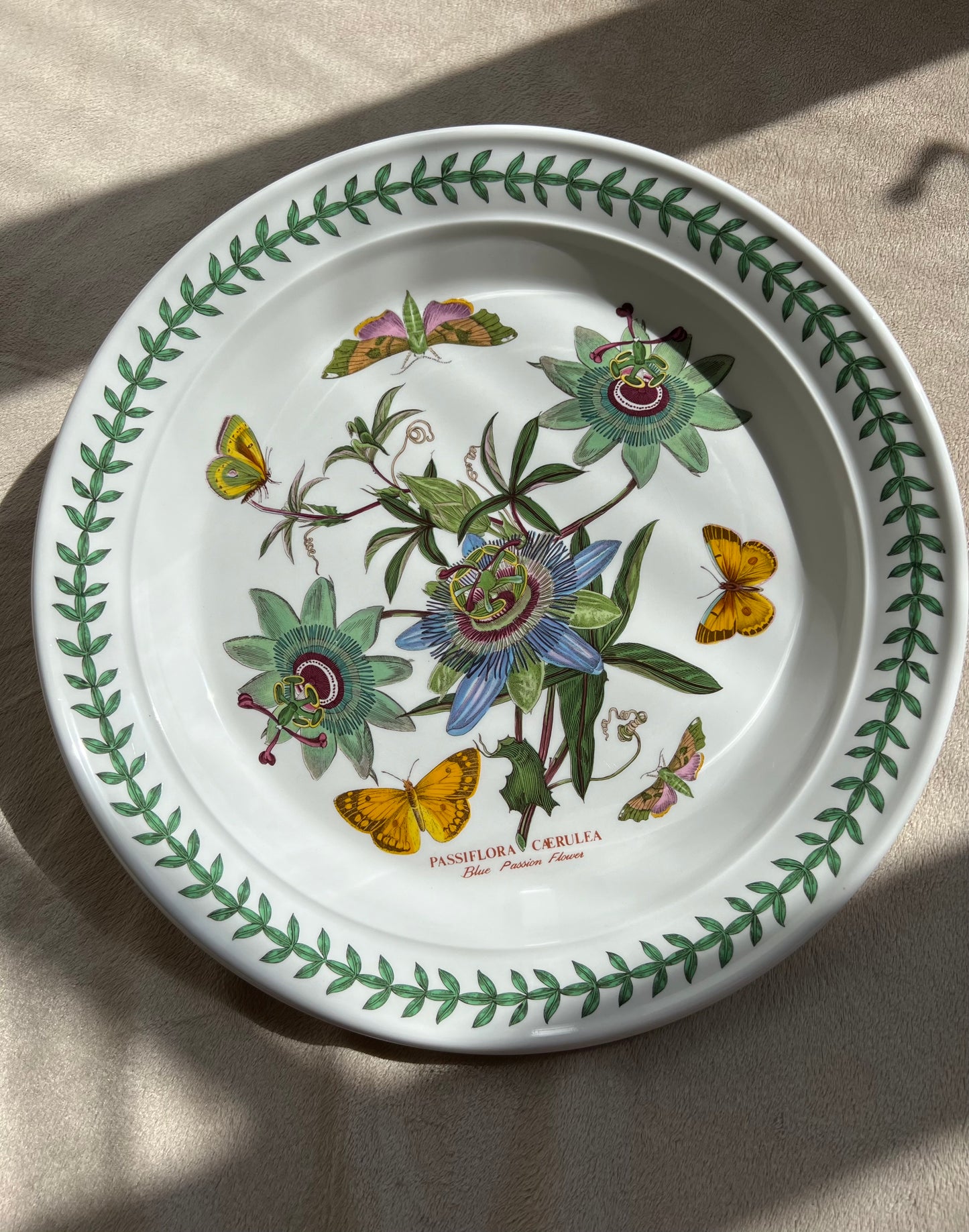 Port Meirion Botanic Garden Passiflora Caerulea, Blue Passion Flower Dinner Plate, from 1972