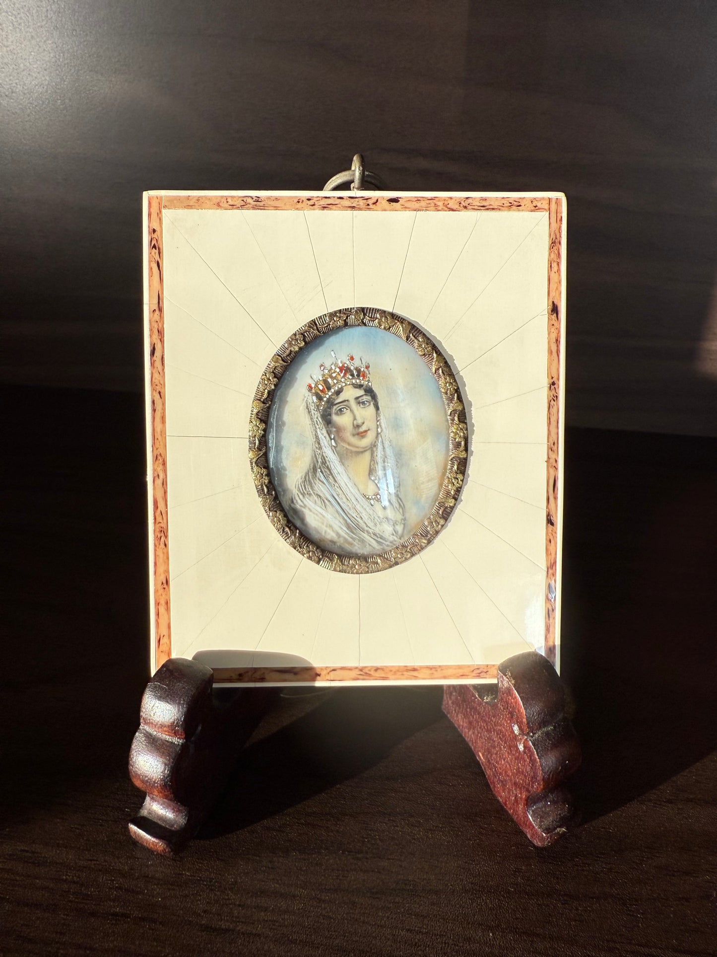 Antique early 20th-Century Miniature Hand-Painted Portrait of Empress Joséphine de Beauharnais, the first wife of Napoleon Bonaparte