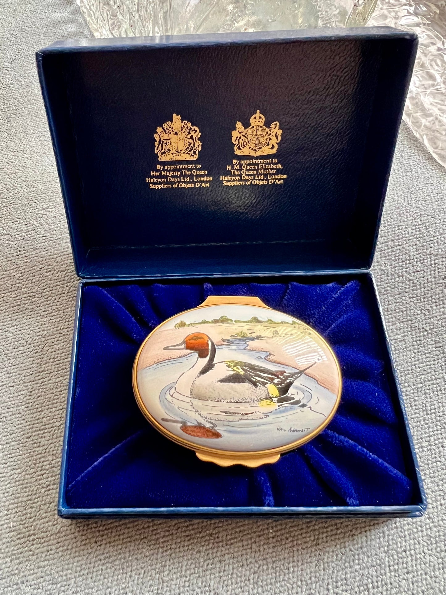 Halcyon Days Oval Enamel Box Mallard Duck