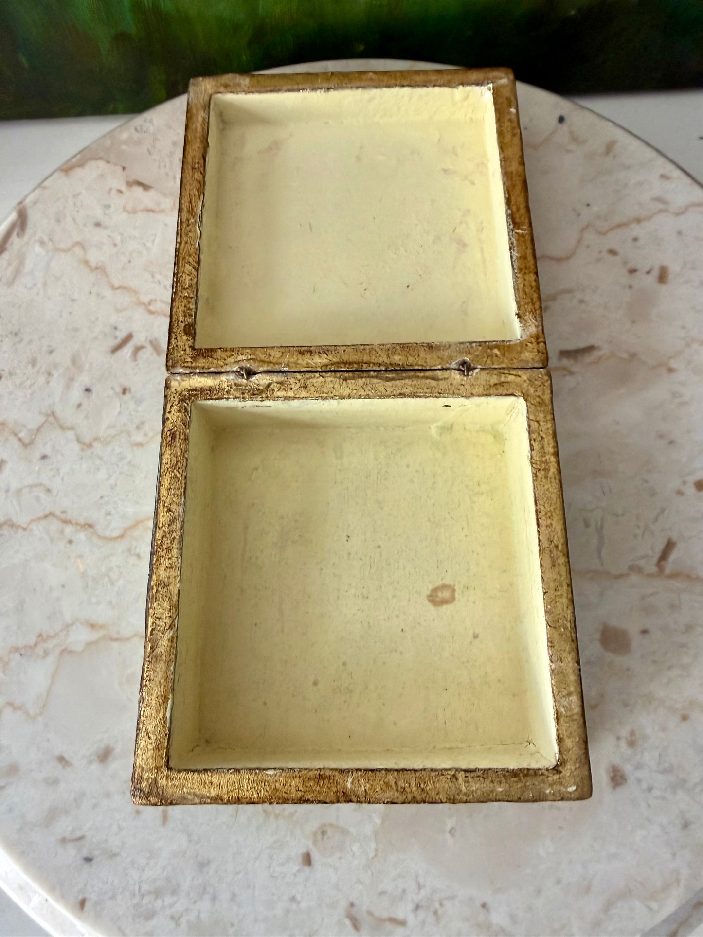 Italian Style Florentine Gold-gilded Wooden Vintage Jewelry or Trinket Box
