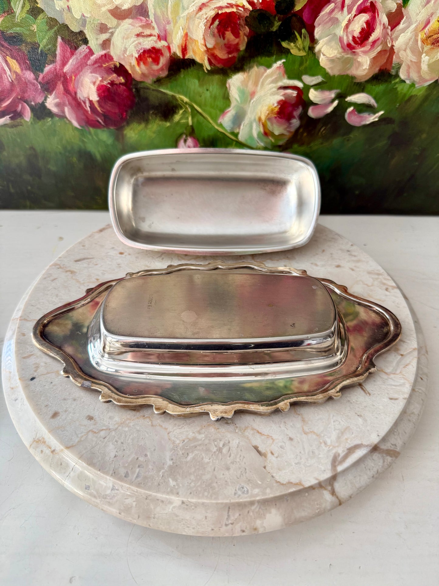 F.B. Rogers Silver Co., Vintage Silver Plate Lidded Butter Dish from the 1960s - Made in USA