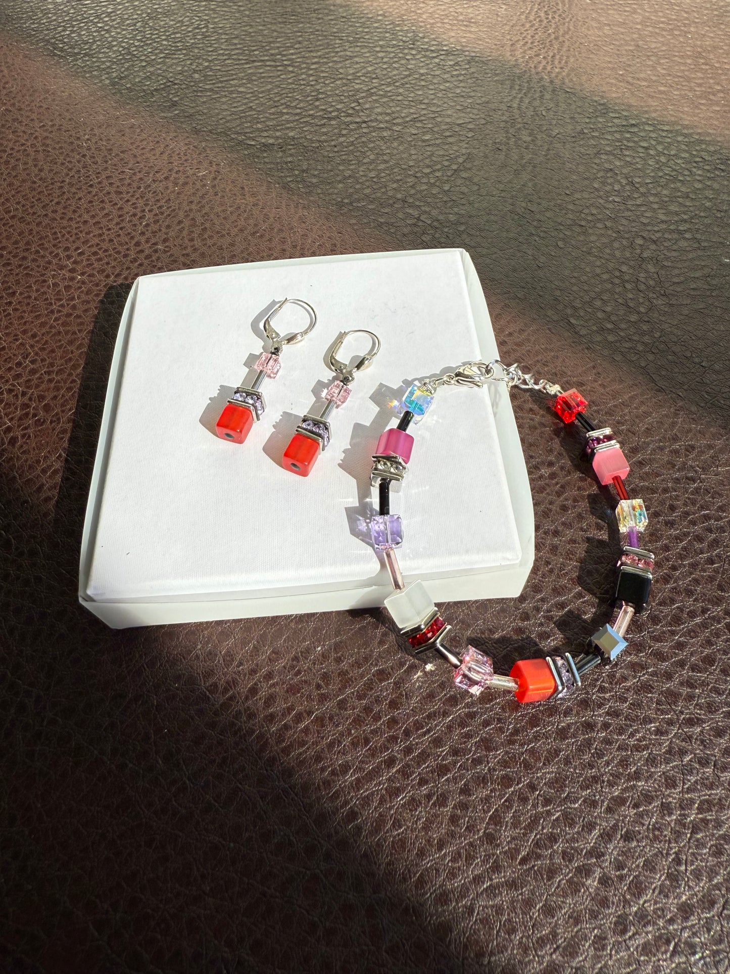 CoEur De Lion Geo Cube Red Earrings in Original Box
