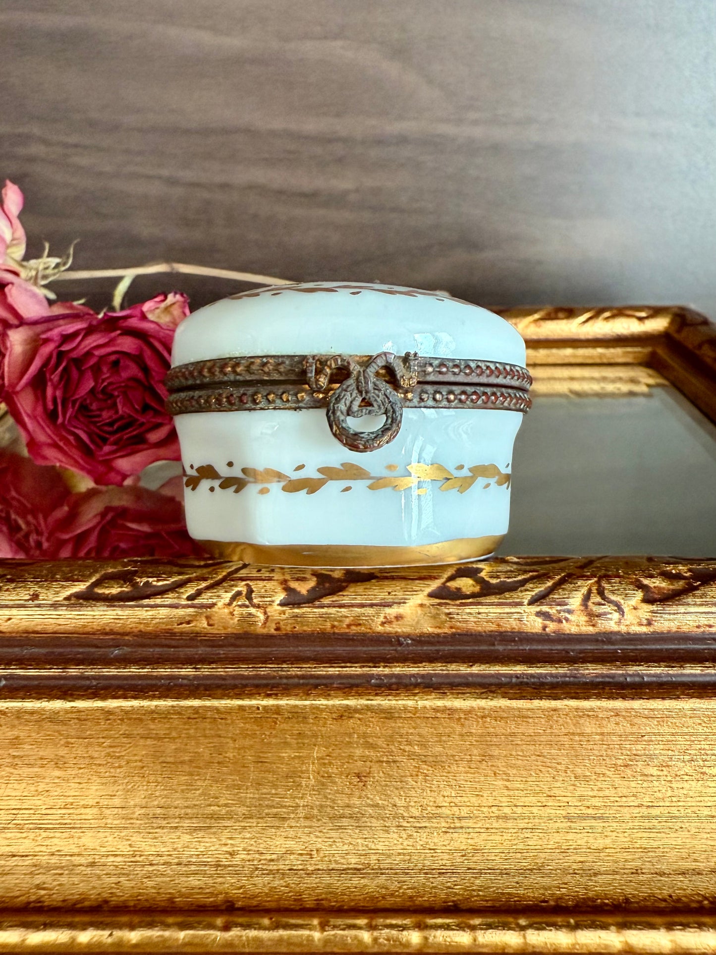 Antique Handmade and Hand-Painted Paris 1854 Porcelain Jewelry Box or Ring Holder - Made in France
