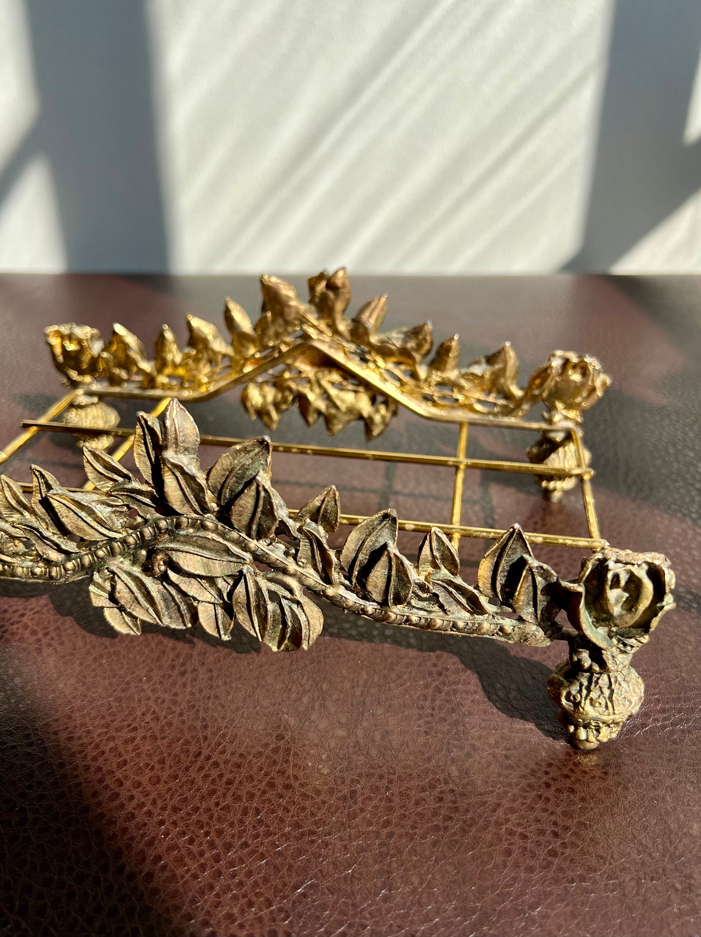 Gold-Plated Brass Metal Towel, Napkin holder, Vintage /Antique Bathroom or Kitchen Decoration