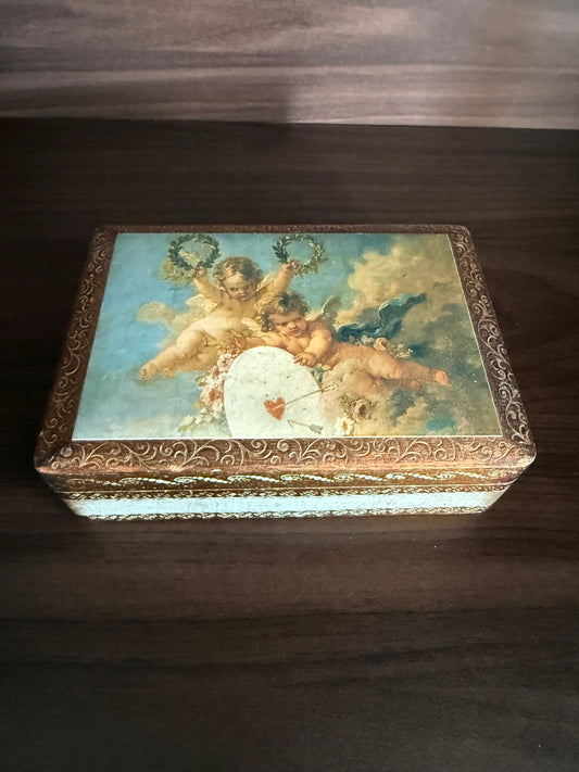 Italian Florentine Gold gilded, Handmade Wooden Vintage Jewelry or Trinket Box - Made in Italy