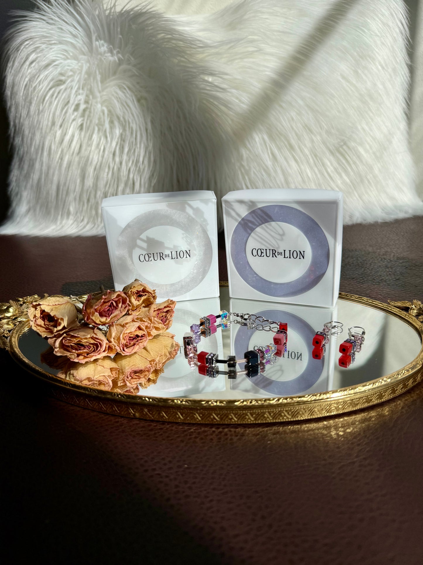 CoEur De Lion Geo Cube Red Earrings in Original Box