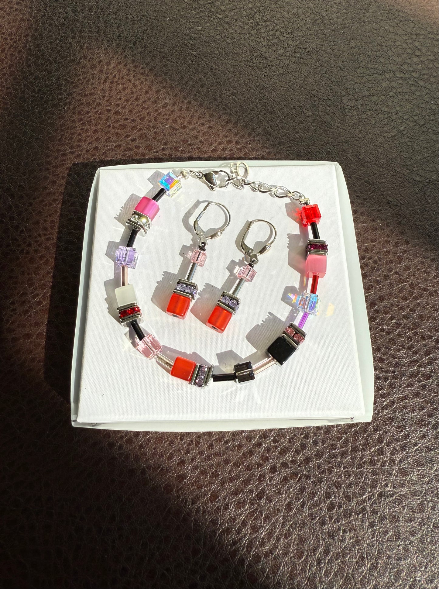 CoEur De Lion Geo Cube Red Earrings in Original Box