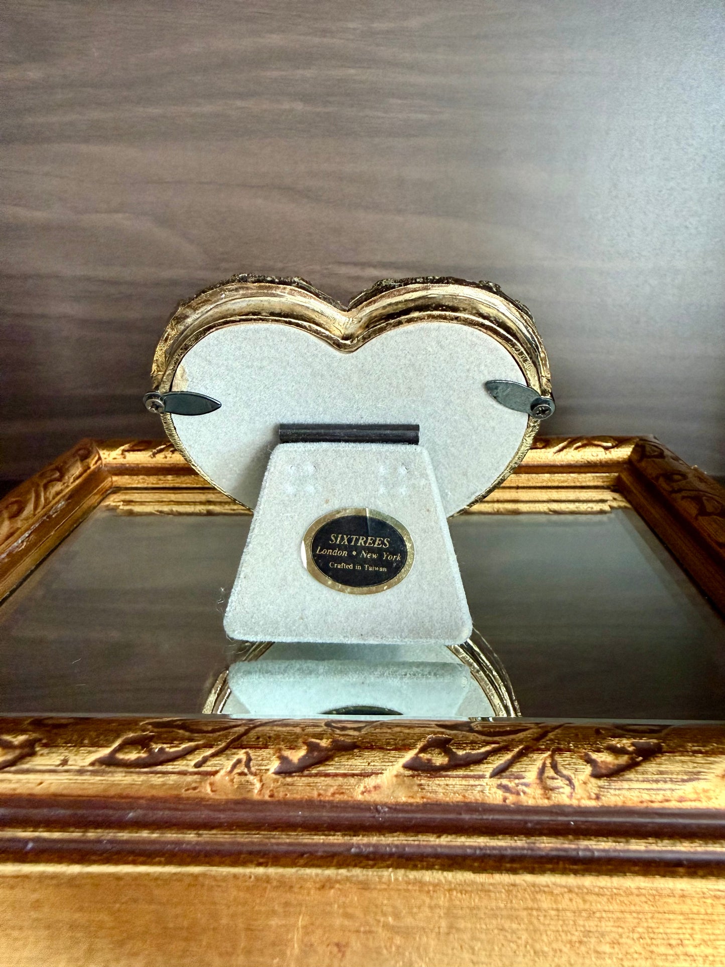 Heart Shaped Vintage Mini Double Photo Frame with Flowers and Butterfly Decoration on the Front