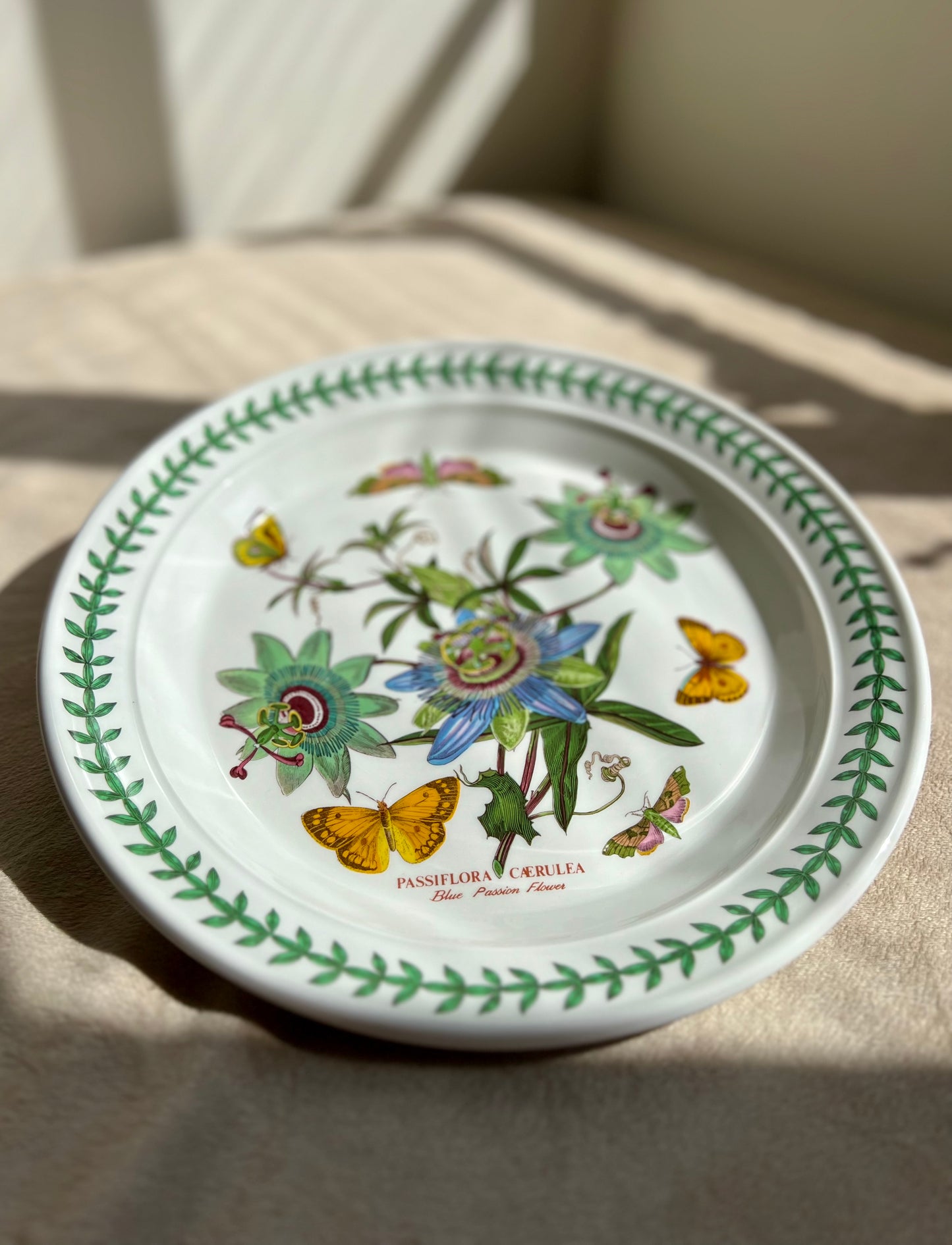 Port Meirion Botanic Garden Passiflora Caerulea, Blue Passion Flower Dinner Plate, from 1972