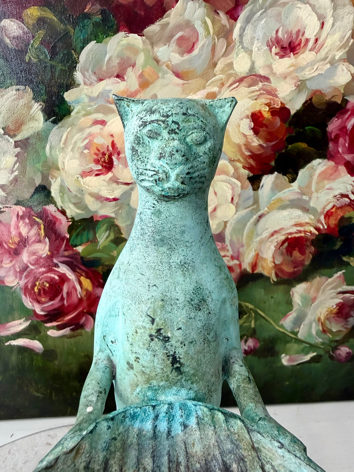 Antique Diego Giacometti-Style Patinated Bronze "Cat Butler" Statues, often used as Soap Dishes, Business Card Holders, or Trinket Trays - This price applies to a single item only!