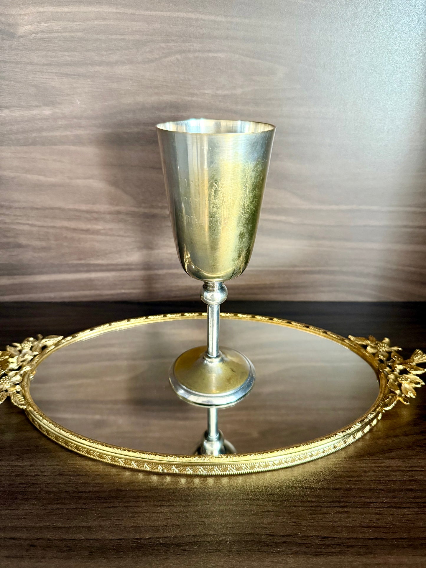 A Pair of Vintage Silver-Plated Wine Glasses with Long Stems and Slightly Flared Tops - these from the estate of Hollywood actor, writer, director, and producer Howard Storm