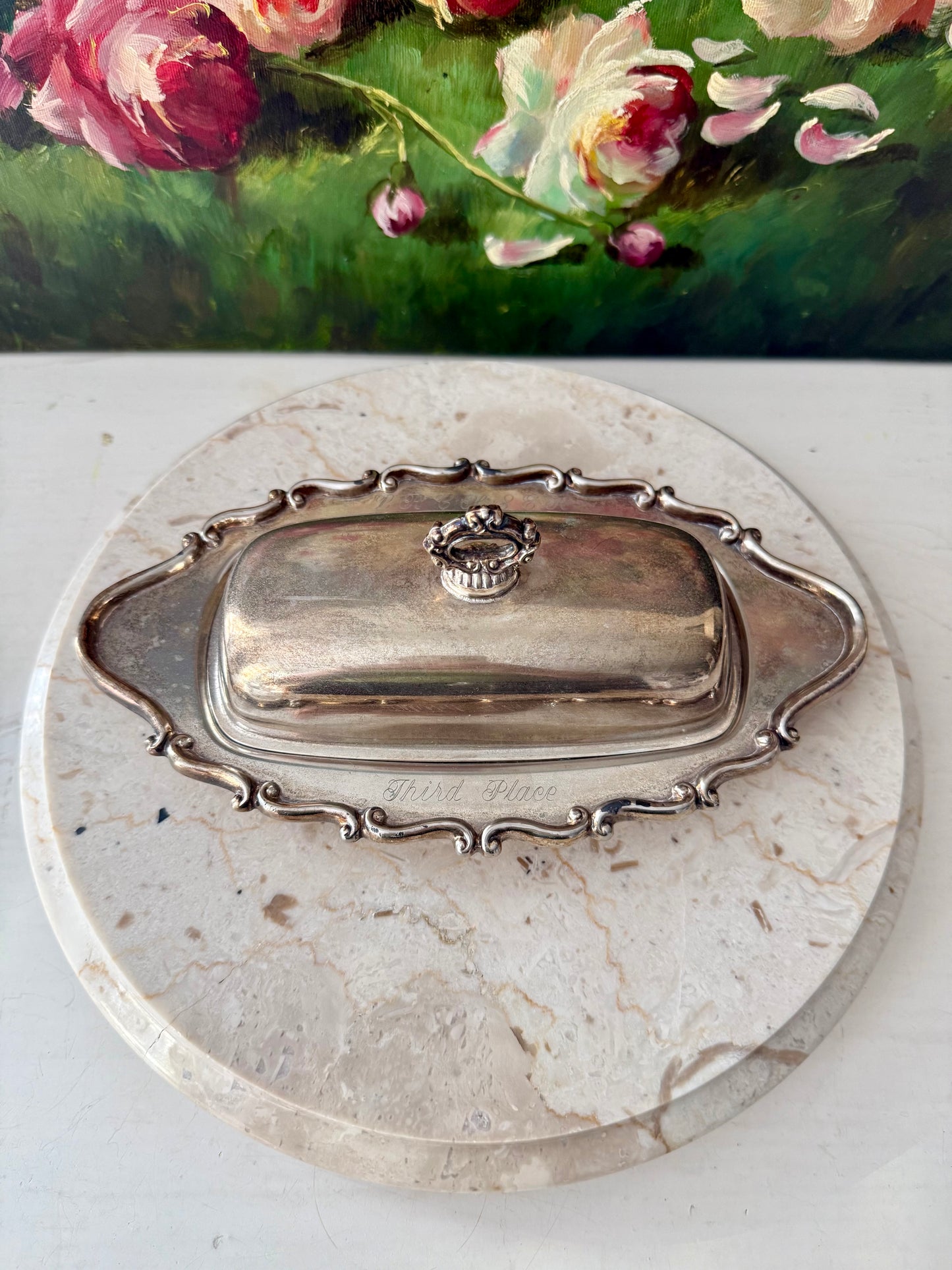F.B. Rogers Silver Co., Vintage Silver Plate Lidded Butter Dish from the 1960s - Made in USA
