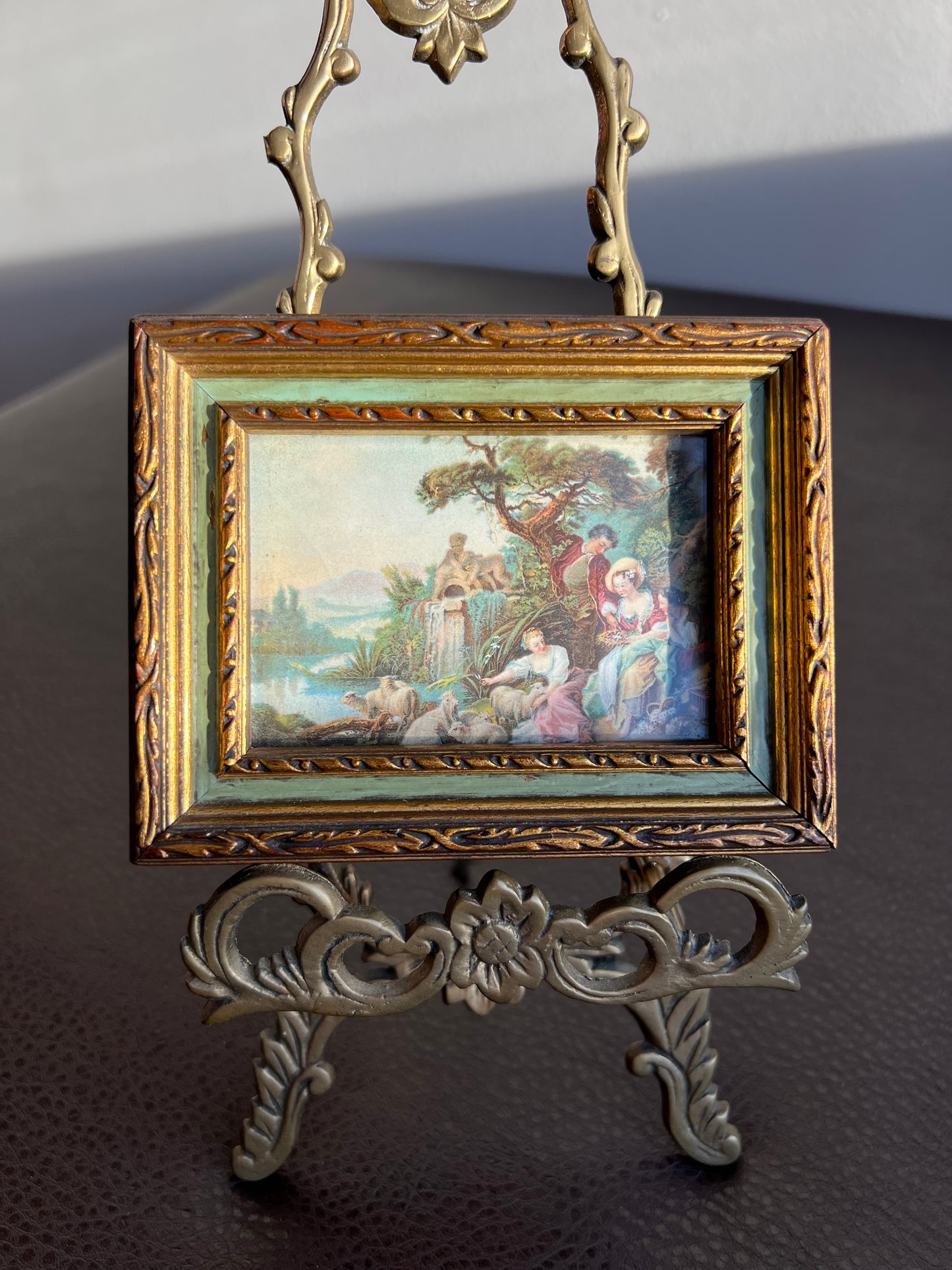 Florentine Mini Vintage Print Picture with Gilded Wooden Square Frame, Italian Style