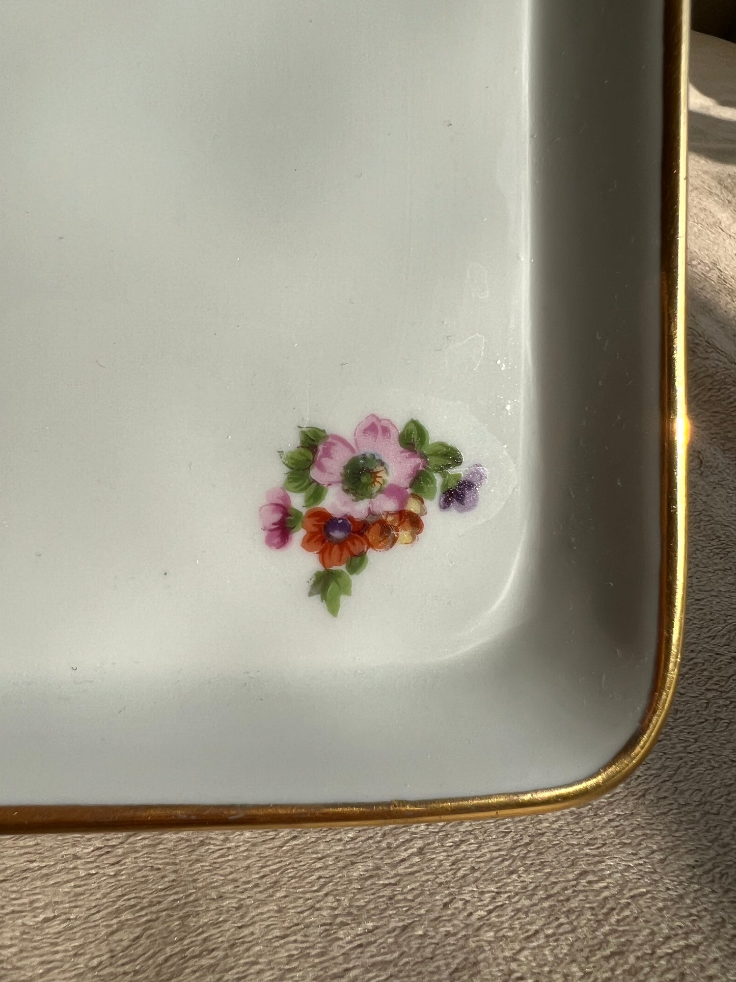 Limoges Porcelain Vanity Tray With Lilac Floral and Bird