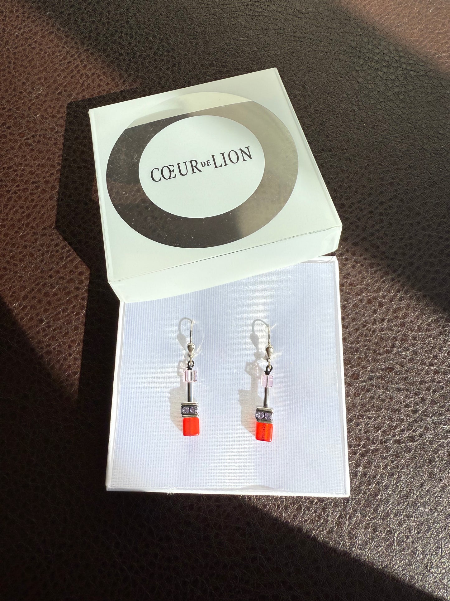 CoEur De Lion Geo Cube Red Earrings in Original Box