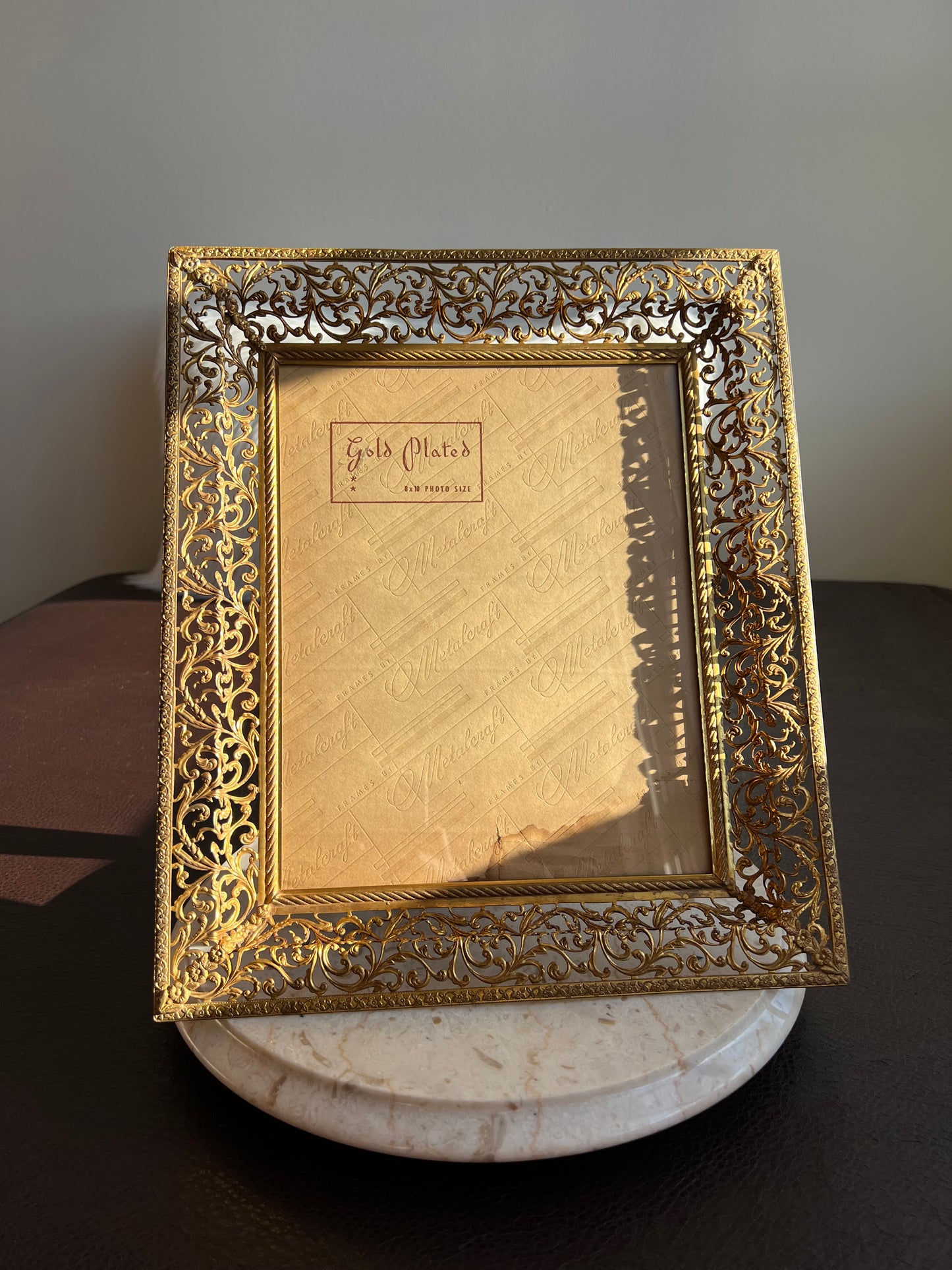 Gold Plated Antiqued Ornate Filigree Photo/ Picture Frame with Glass Front by Metalcraft, 8 X 10 Photo Size