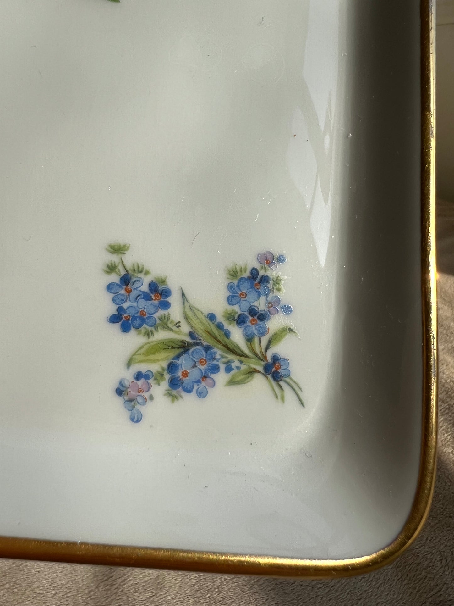 Limoges Porcelain Vanity Tray With Lilac Floral and Bird