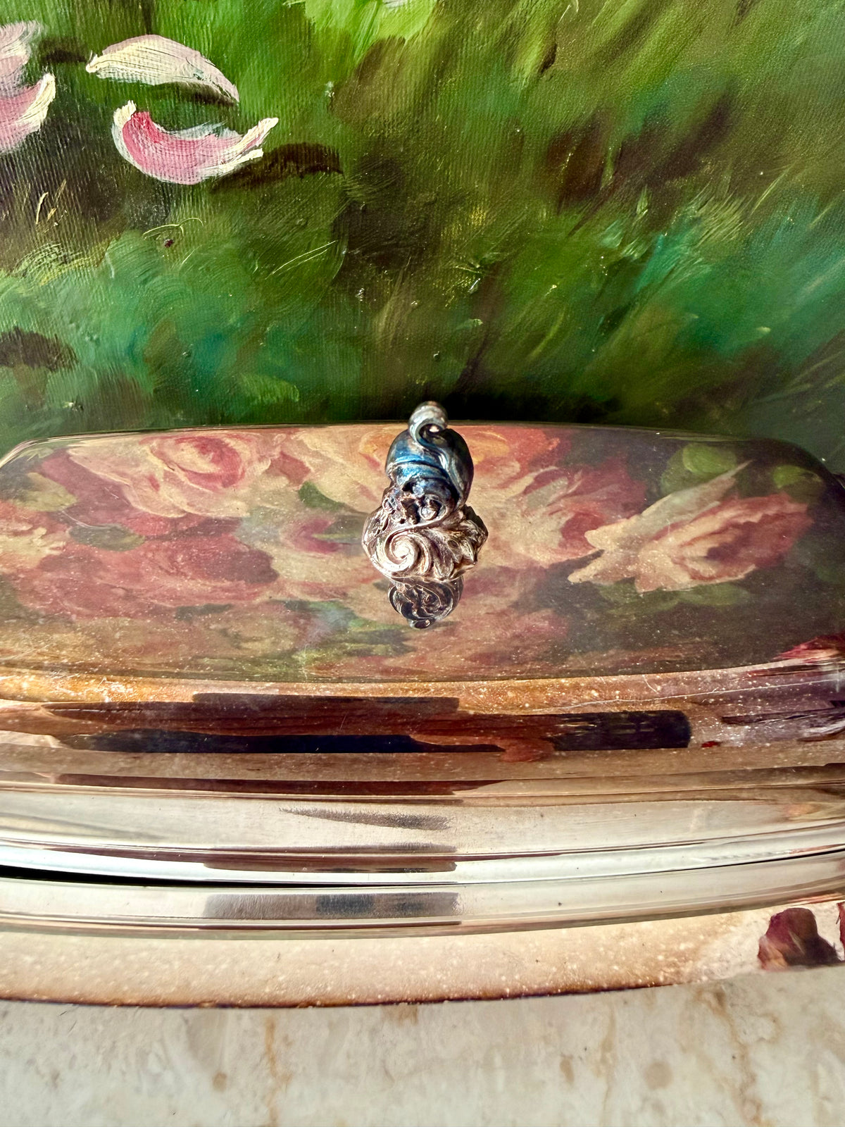 Wallace "Baroque" Silverplated Covered Vintage Butter Dish (Model #206)