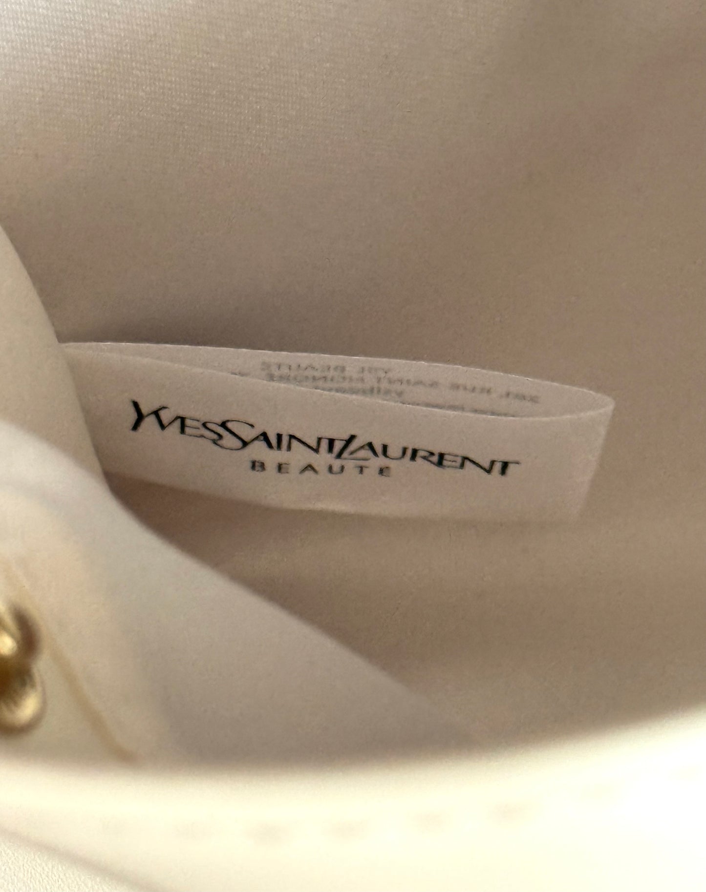 Yves Saint Laurent YSL White Makeup Bag with LIBRE Perfumed Body Balm, New - Never Used
