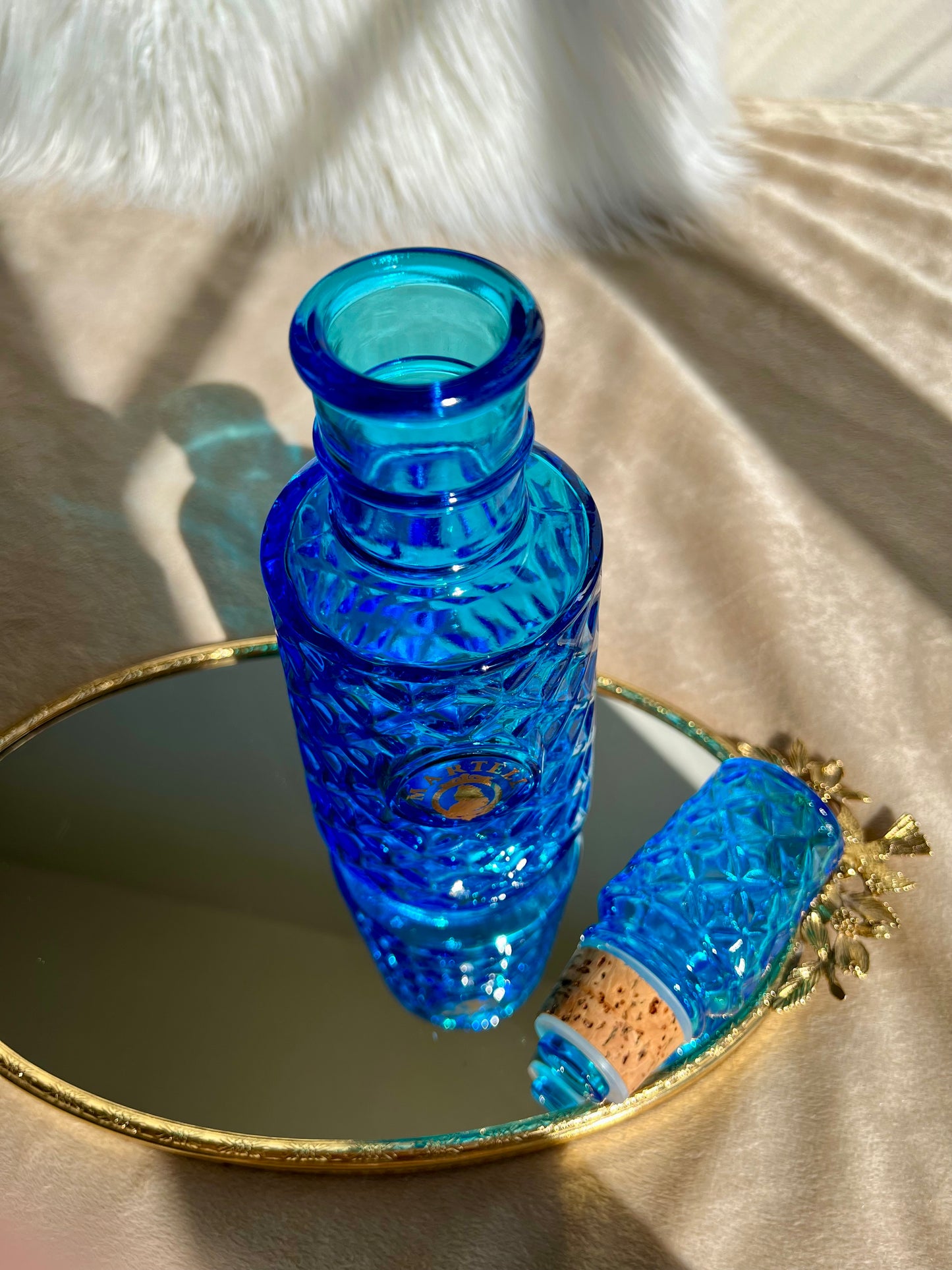 Beautiful Martell Blue Glass Bottle Vintage Decanters ($ 52/pcs)